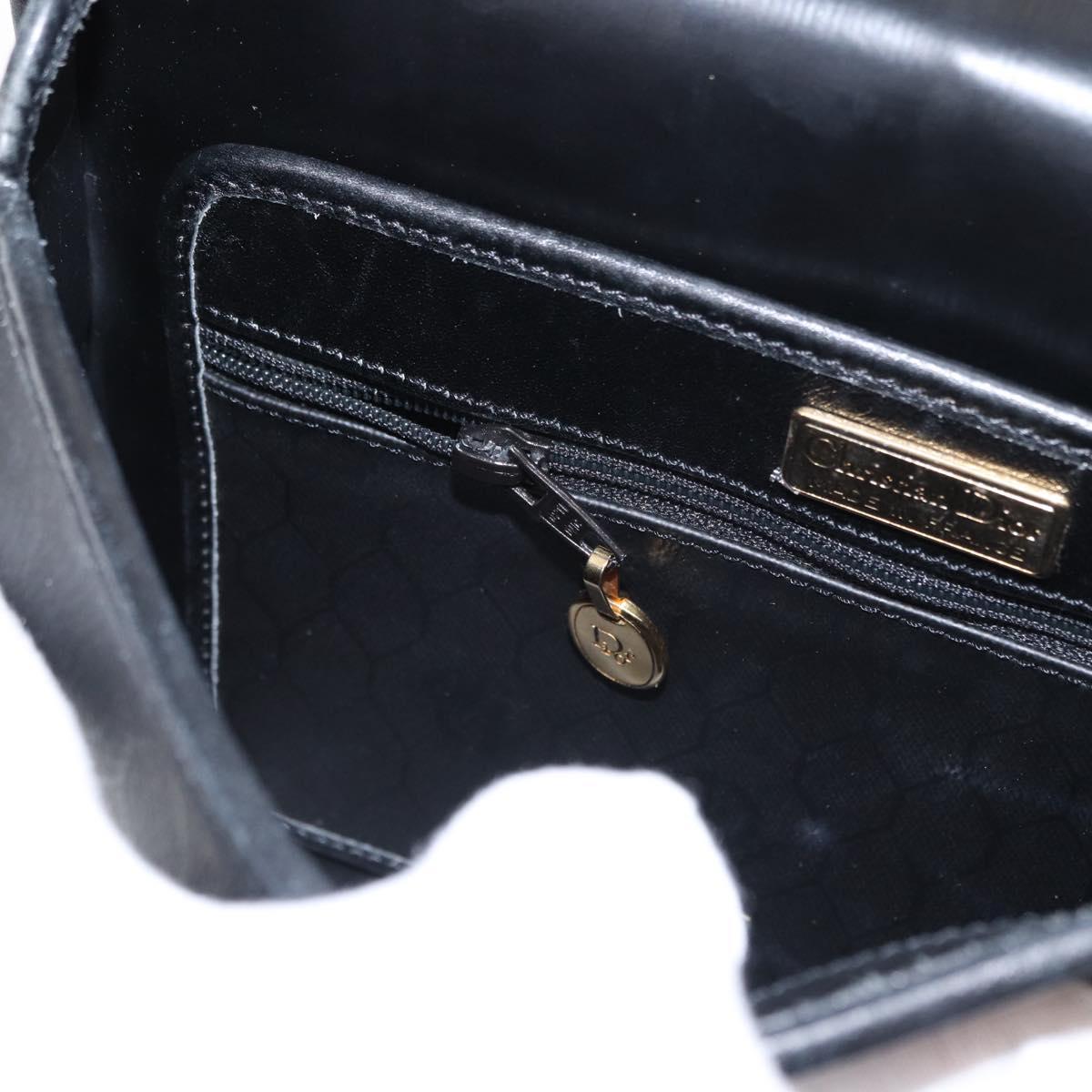 Christian Dior Honeycomb Canvas Shoulder Bag PVC Black gold Auth ep11923