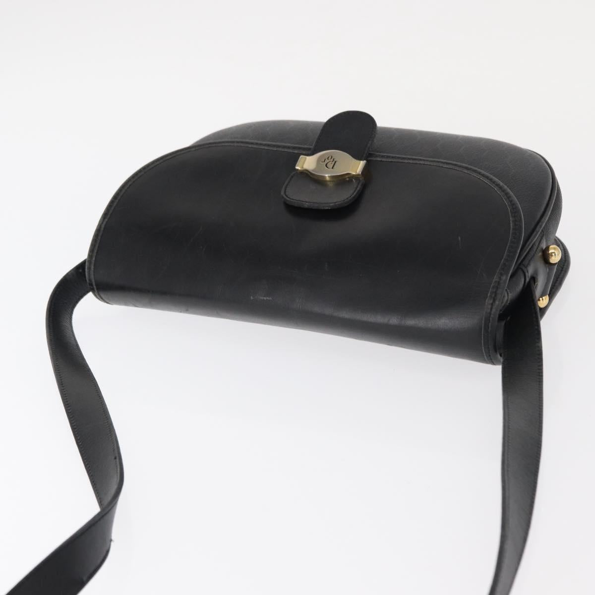 Christian Dior Honeycomb Canvas Shoulder Bag PVC Black gold Auth ep11923