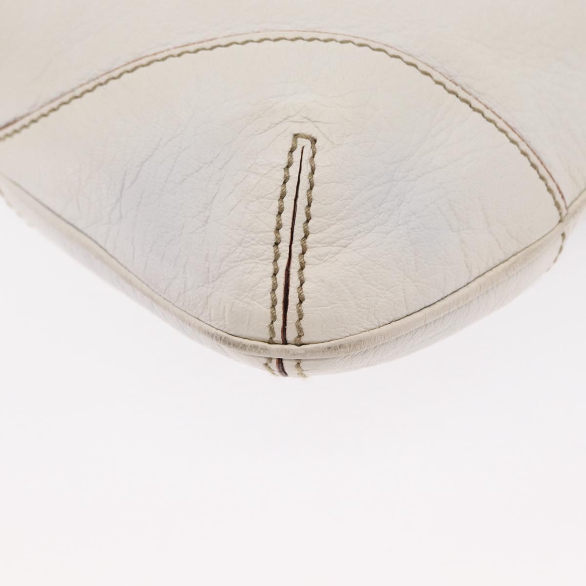 GUCCI Sherry Line Chain Shoulder Bag Leather White Gold 153011 Auth ep11925