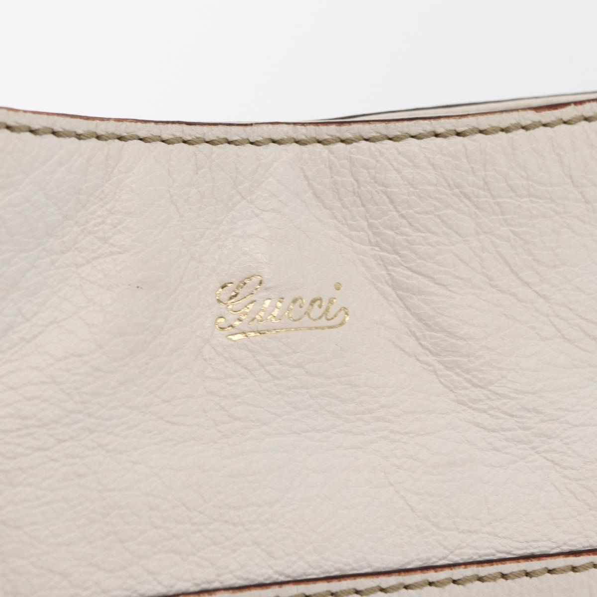 GUCCI Sherry Line Chain Shoulder Bag Leather White Gold 153011 Auth ep11925