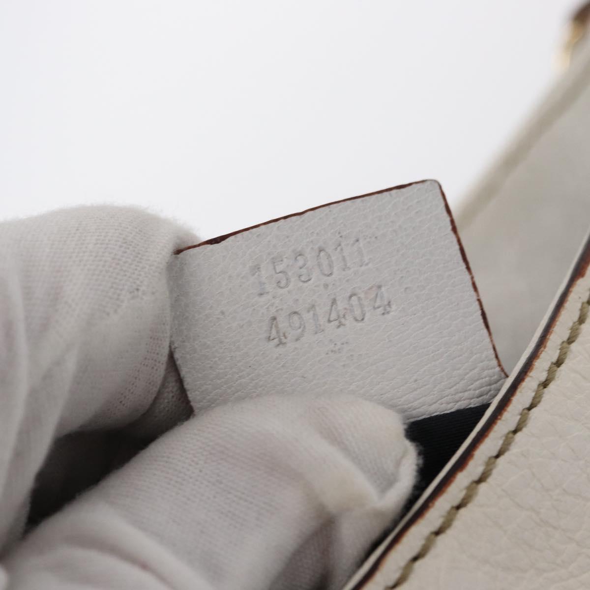 GUCCI Sherry Line Chain Shoulder Bag Leather White Gold 153011 Auth ep11925