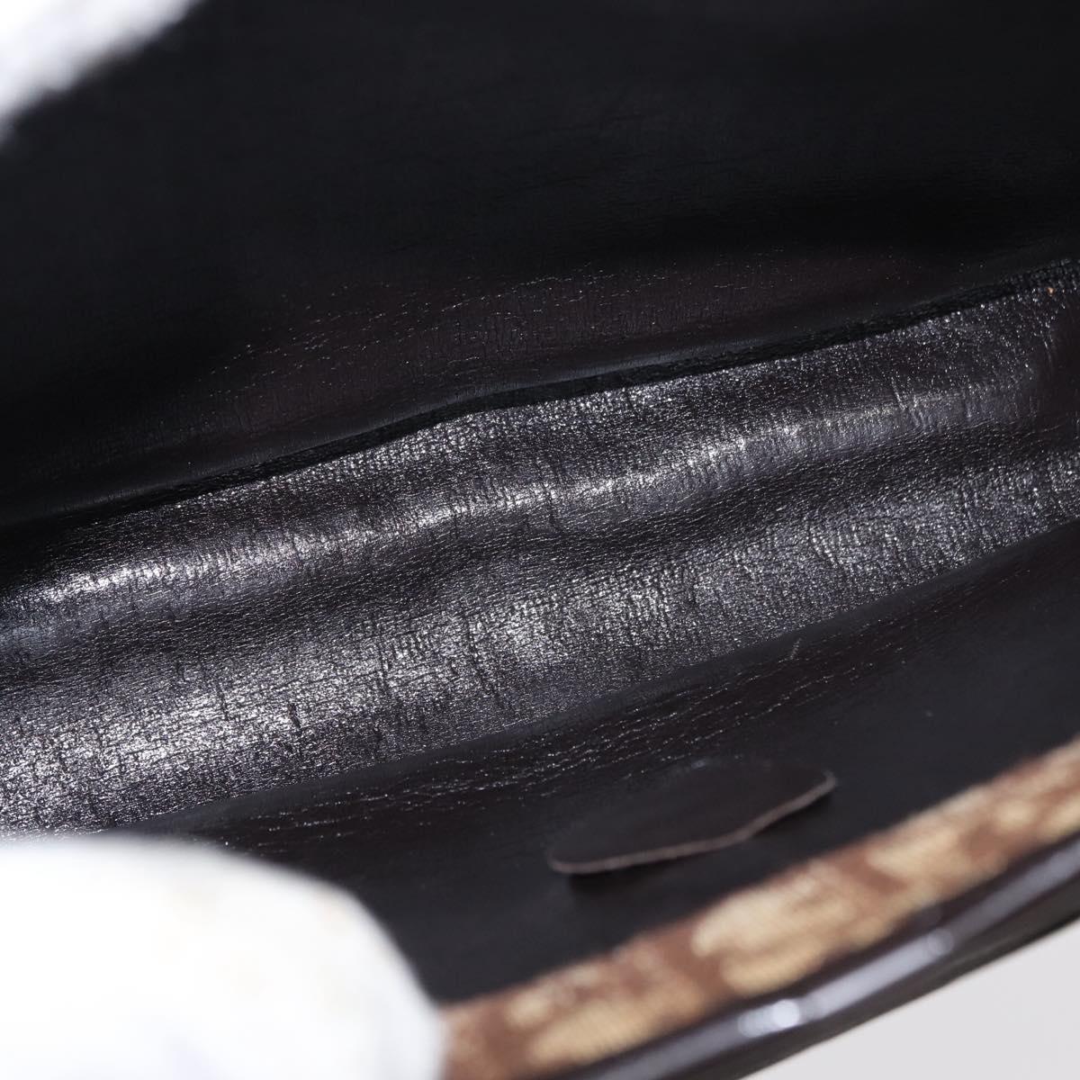 Christian Dior Trotter Canvas Shoulder Bag Beige Gold Auth ep11926