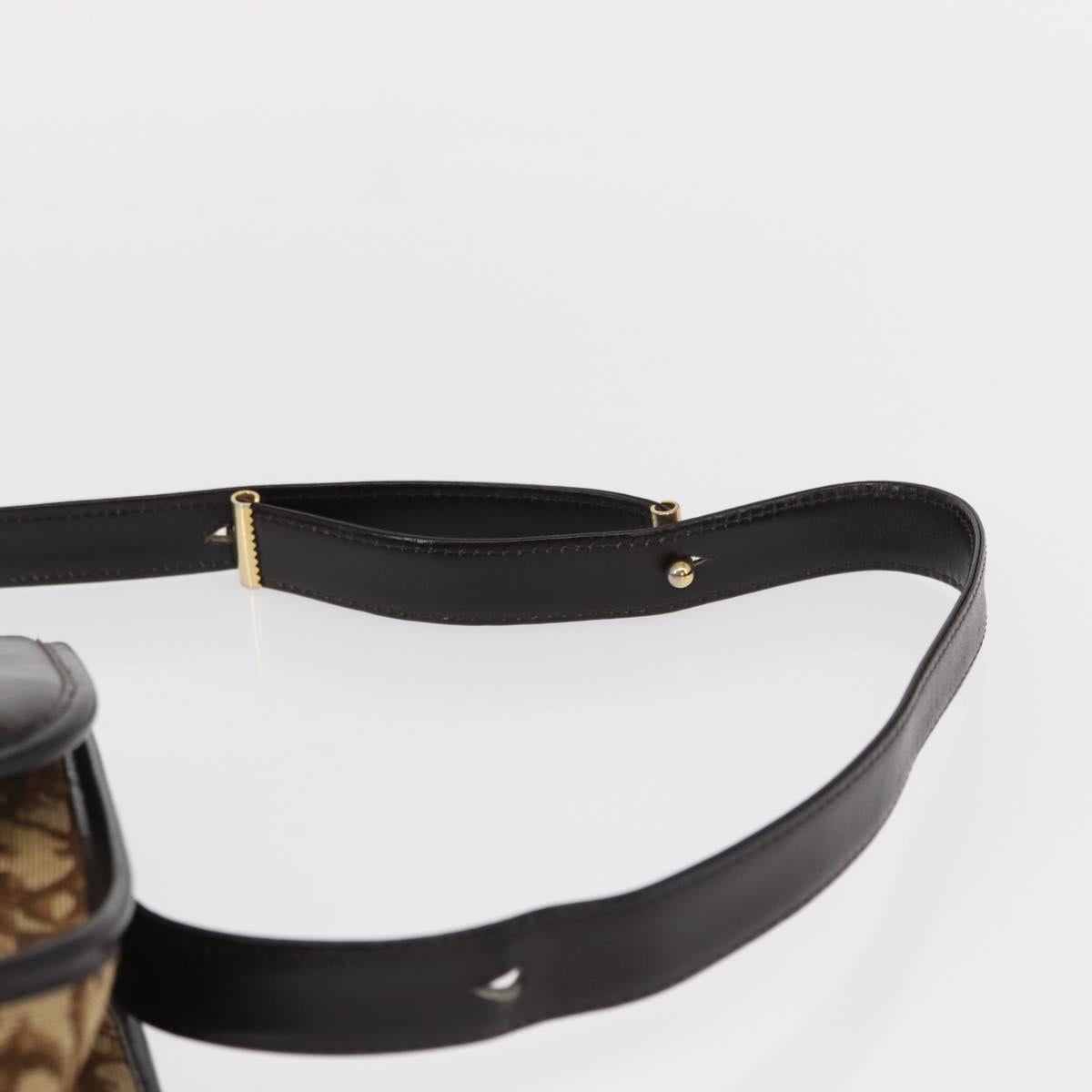 Christian Dior Trotter Canvas Shoulder Bag Beige Gold Auth ep11926