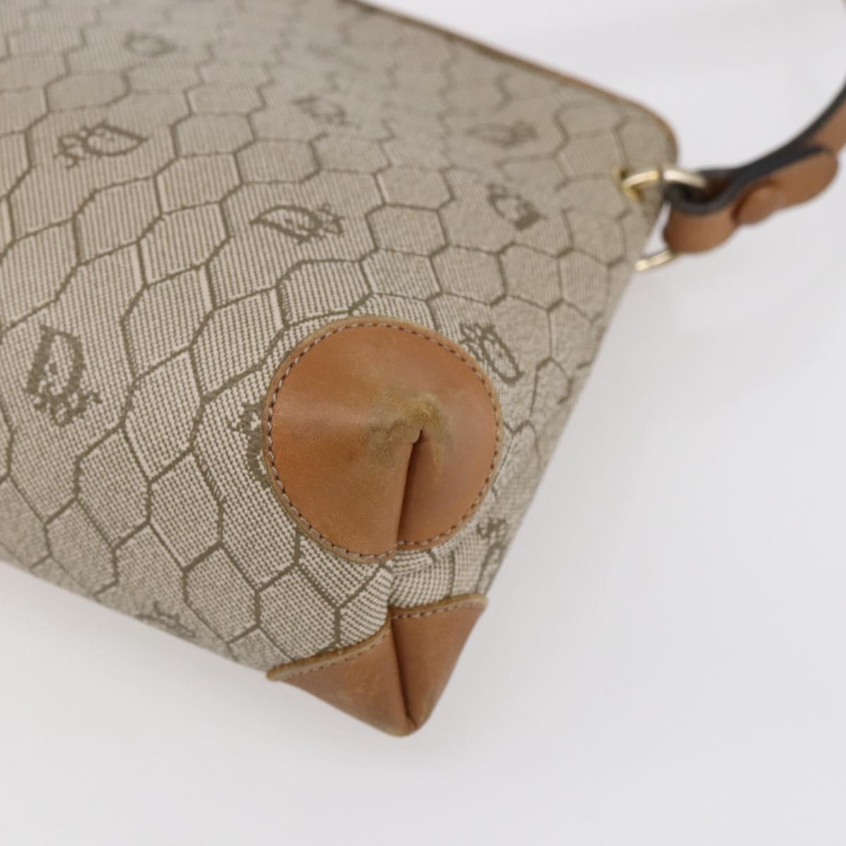 Christian Dior Honeycomb Canvas Shoulder Bag PVC Beige Gold Auth ep11929