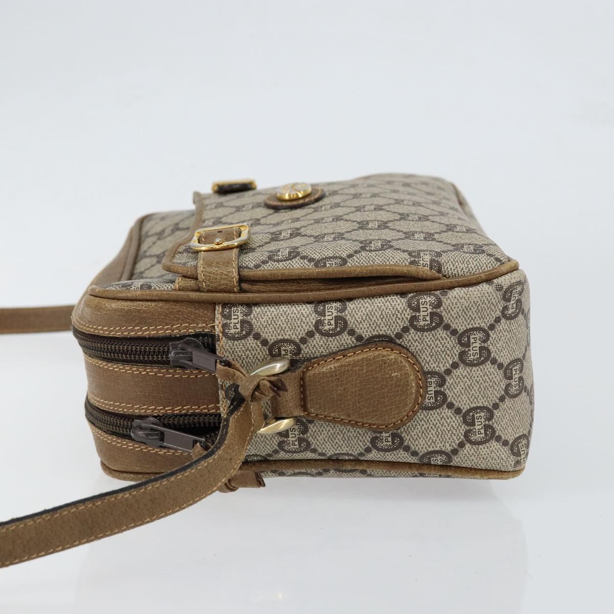 GUCCI GG Plus Supreme Shoulder Bag PVC Beige Gold Auth ep11930