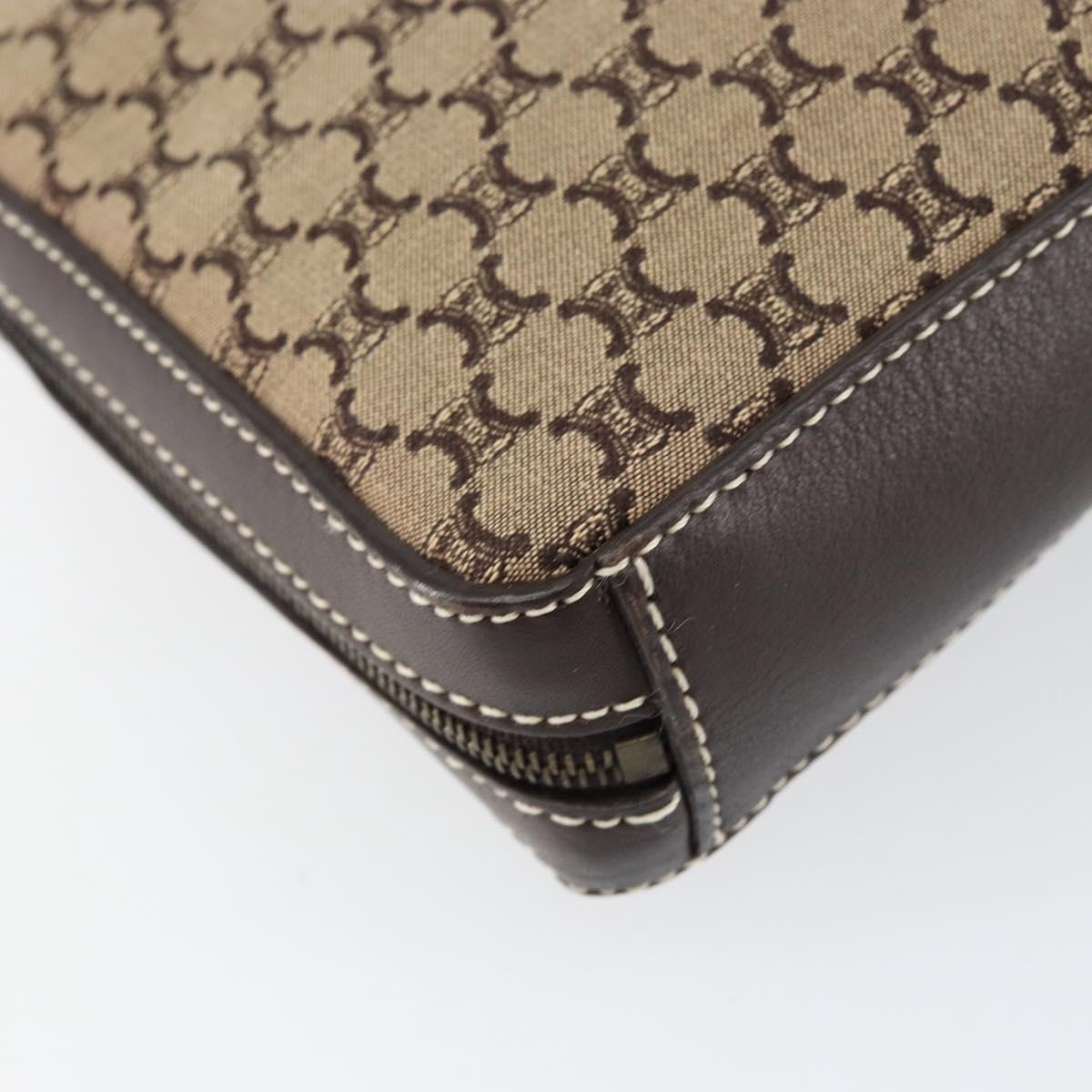 CELINE Macadam Canvas Shoulder Bag Beige Gold Auth ep11932