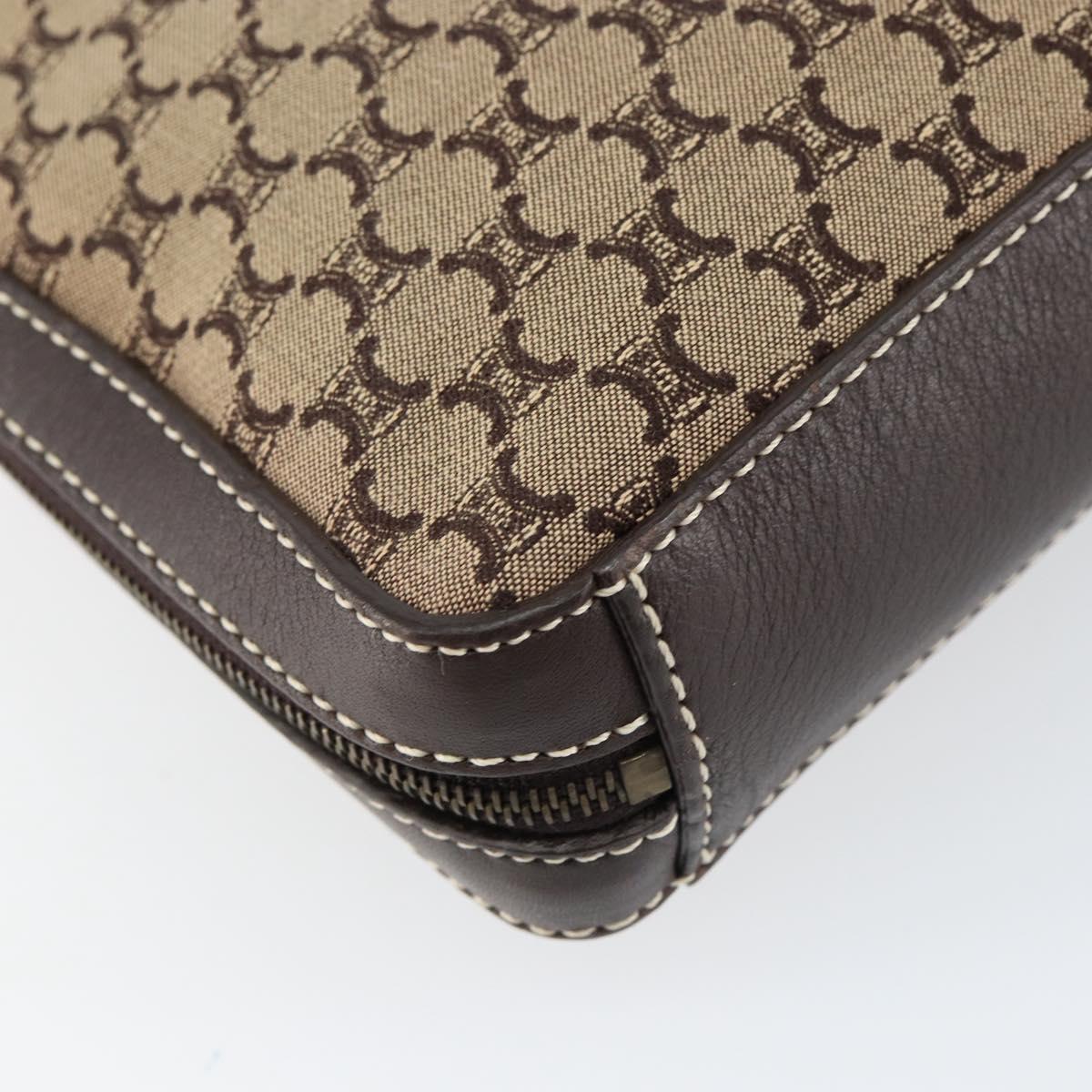 CELINE Macadam Canvas Shoulder Bag Beige Gold Auth ep11932