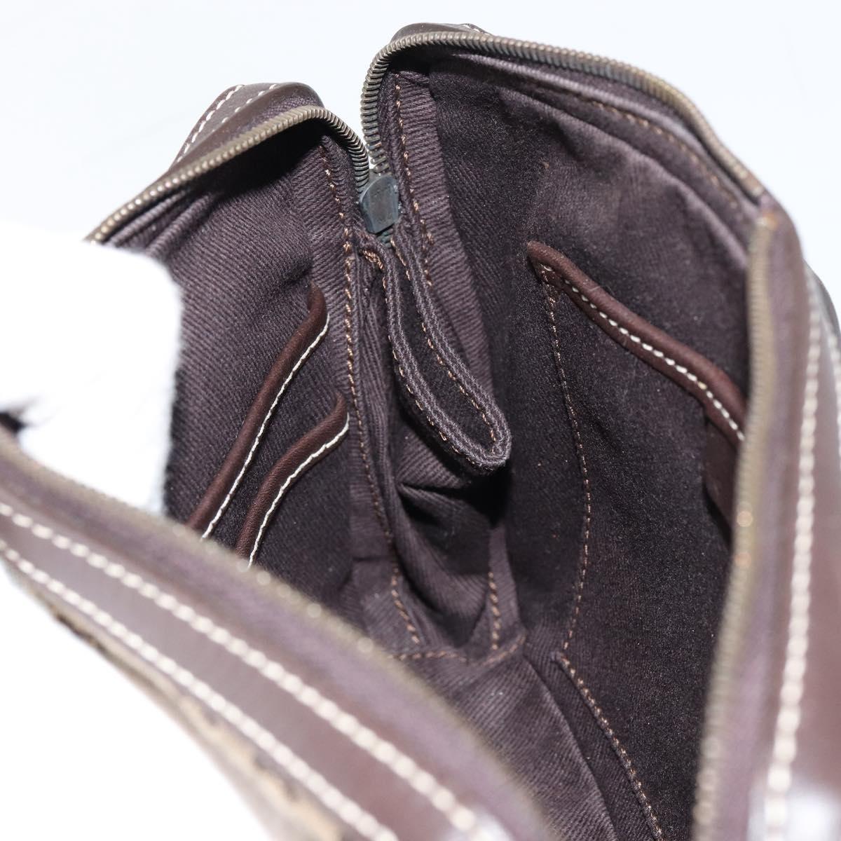 CELINE Macadam Canvas Shoulder Bag Beige Gold Auth ep11932