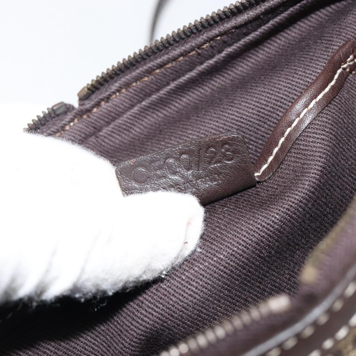 CELINE Macadam Canvas Shoulder Bag Beige Gold Auth ep11932