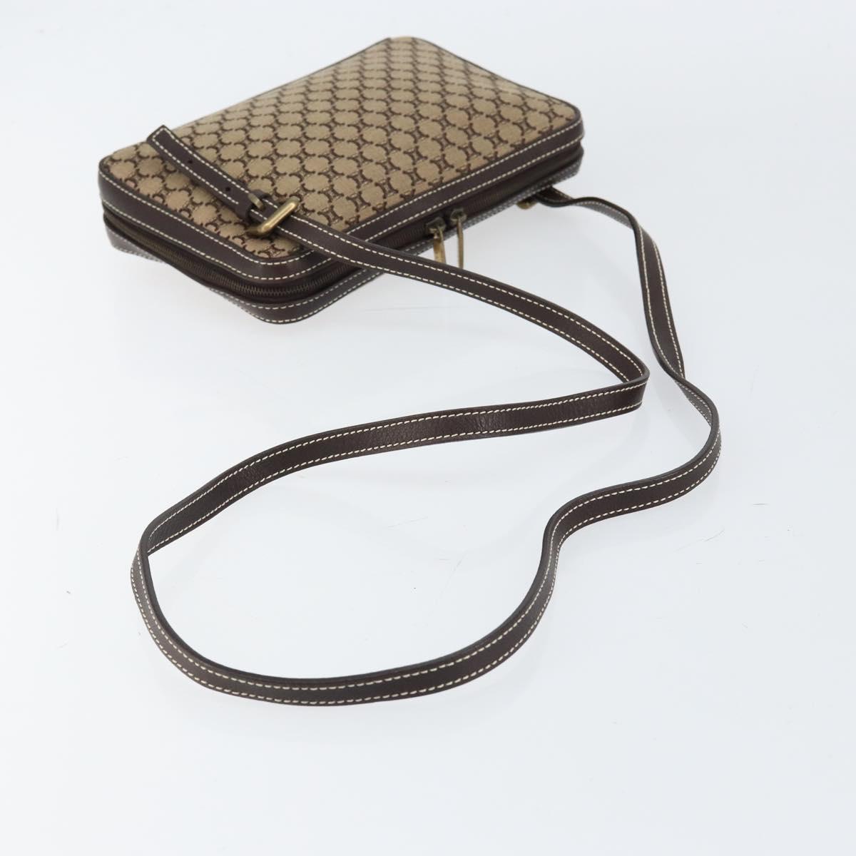 CELINE Macadam Canvas Shoulder Bag Beige Gold Auth ep11932