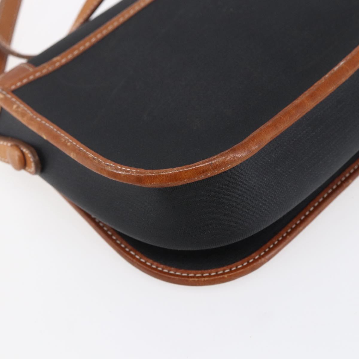 Christian Dior Shoulder Bag Nylon Leather Black Brown gold Auth ep11933