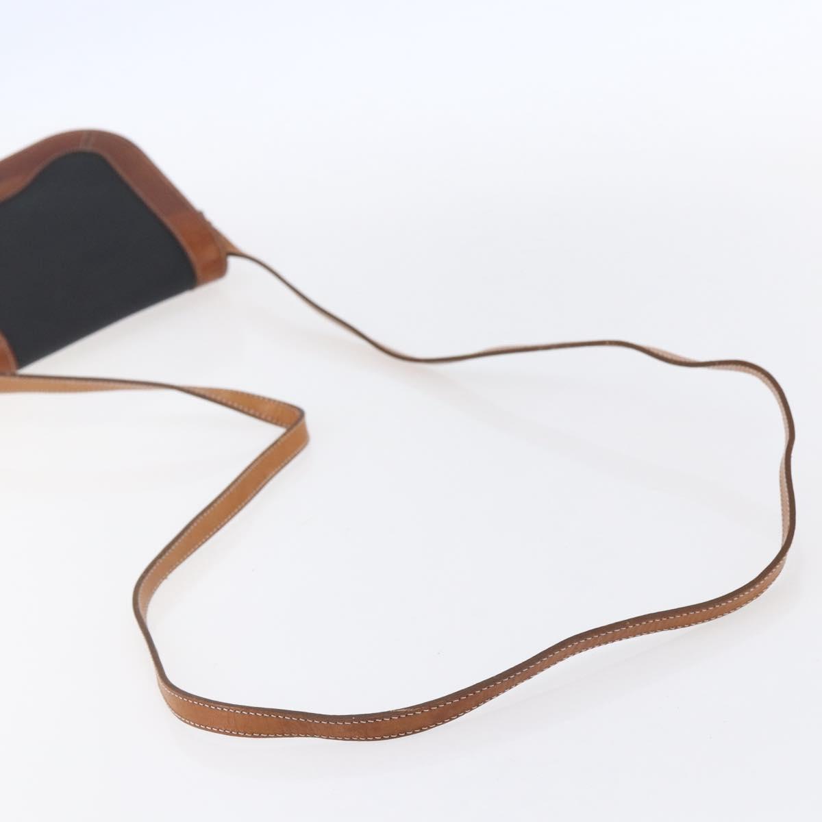 Christian Dior Shoulder Bag Nylon Leather Black Brown gold Auth ep11933