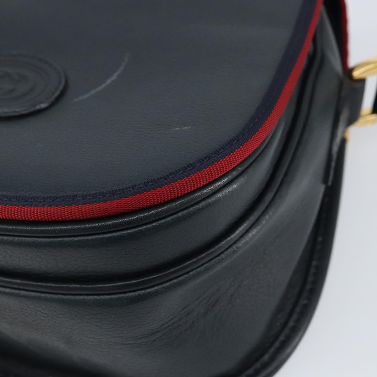GUCCI Shoulder Bag Leather Navy Gold 007 261 0107 Auth ep11947