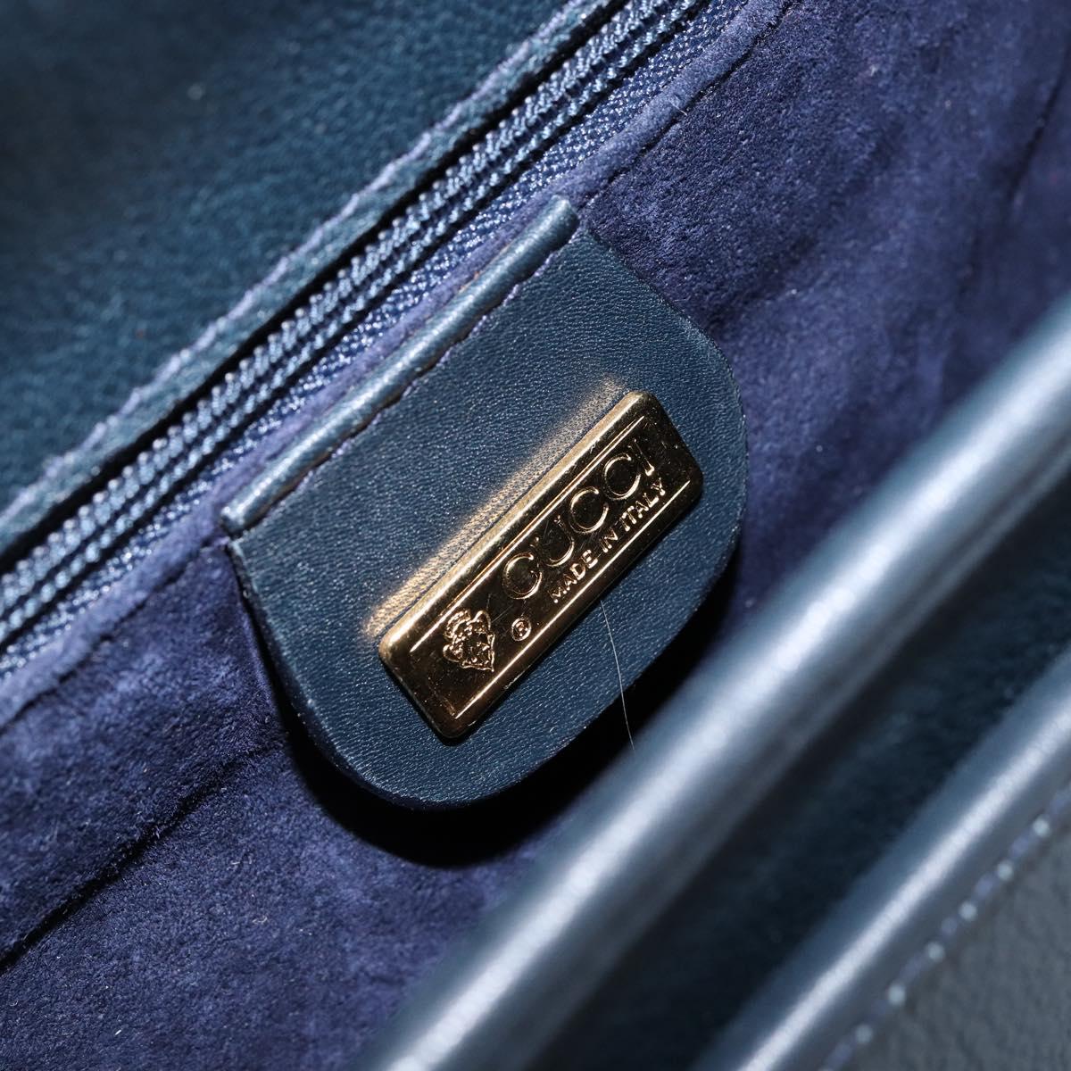 GUCCI Shoulder Bag Leather Navy Gold 007 261 0107 Auth ep11947