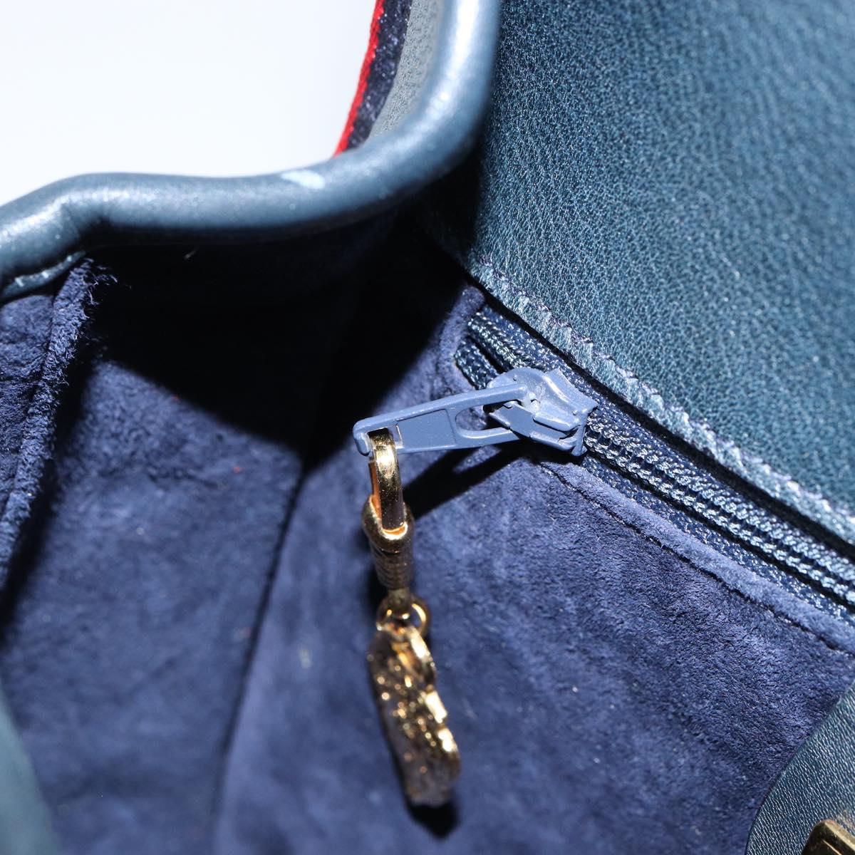 GUCCI Shoulder Bag Leather Navy Gold 007 261 0107 Auth ep11947