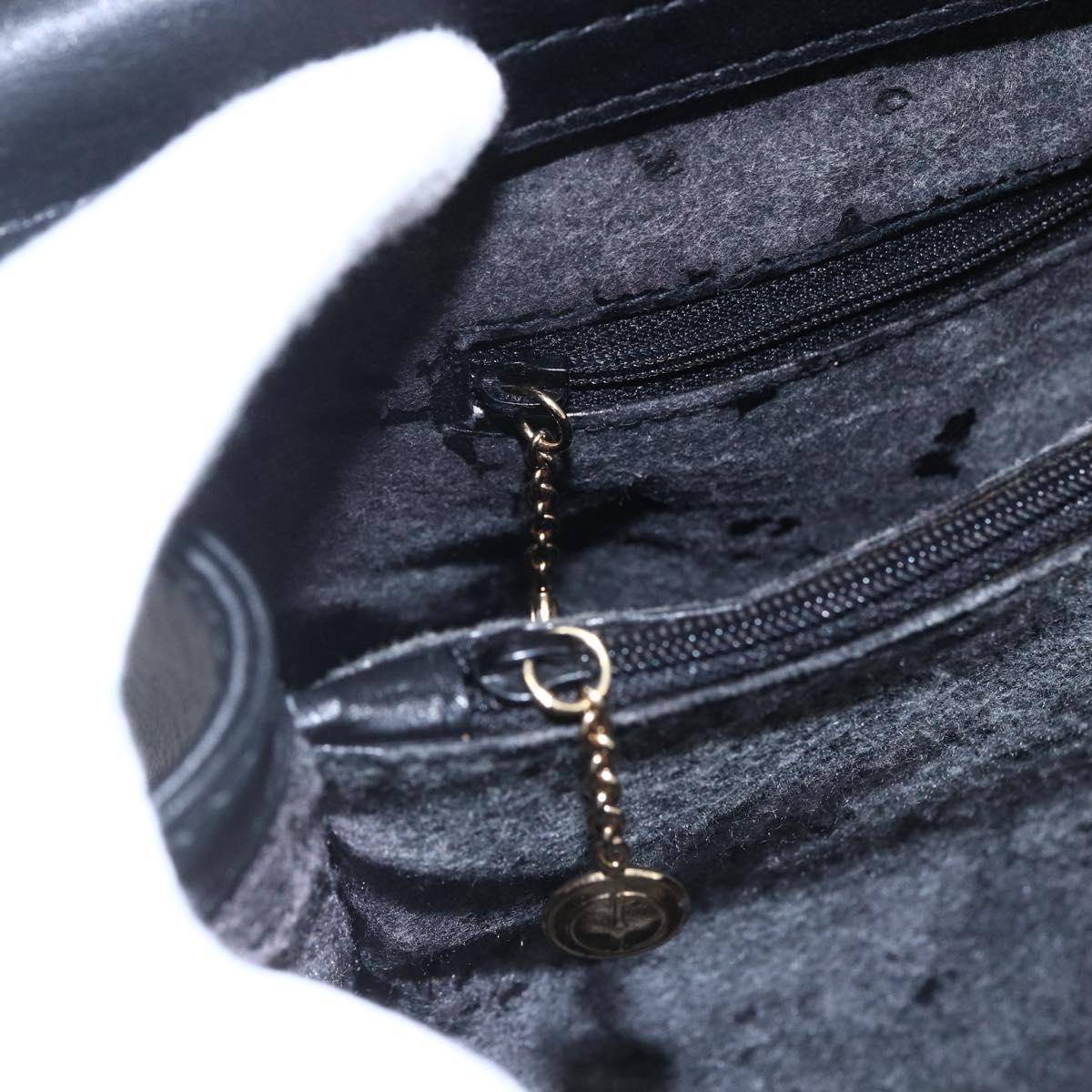 GUCCI Bamboo Hand Bag Leather Black Gold Auth ep11949