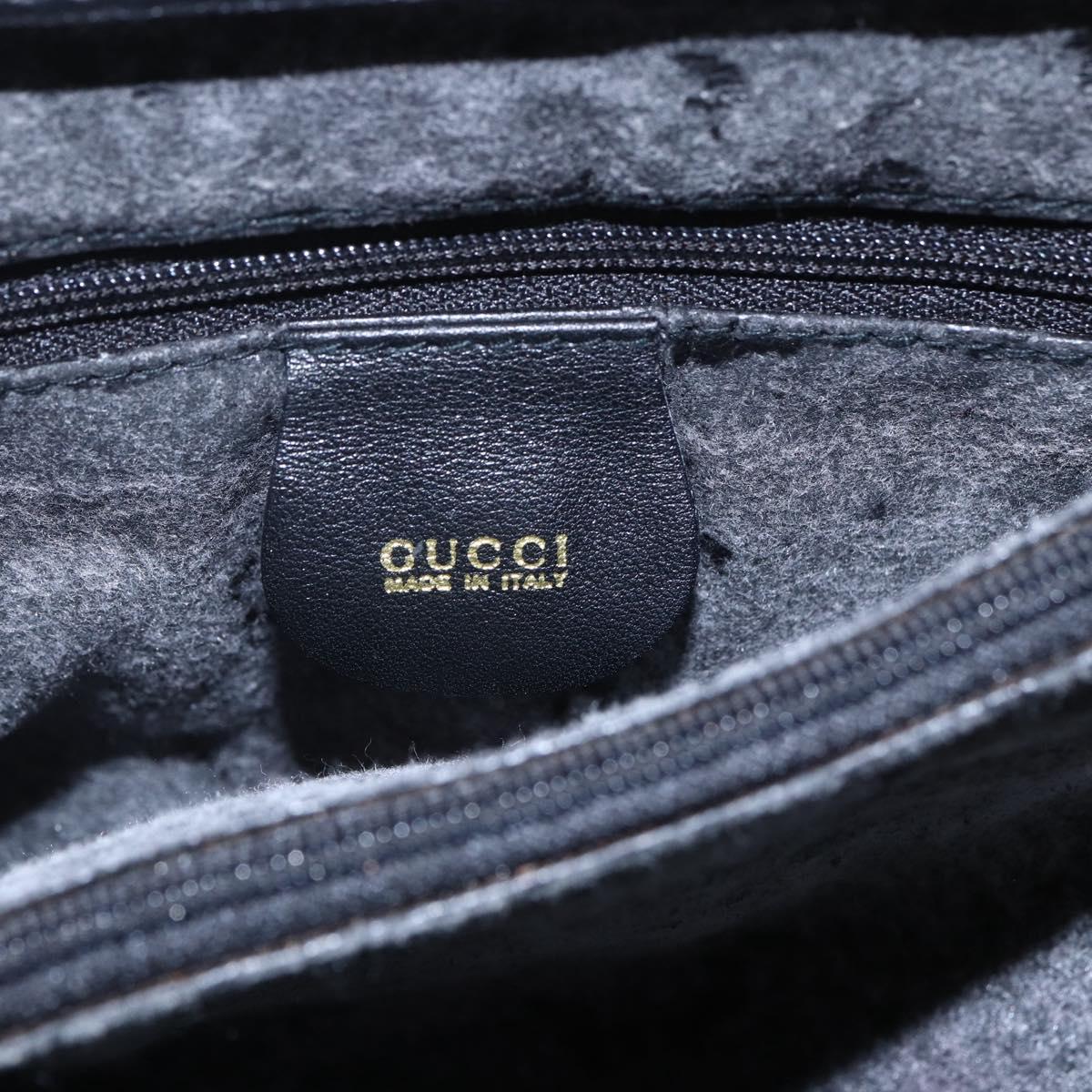 GUCCI Bamboo Hand Bag Leather Black Gold Auth ep11949