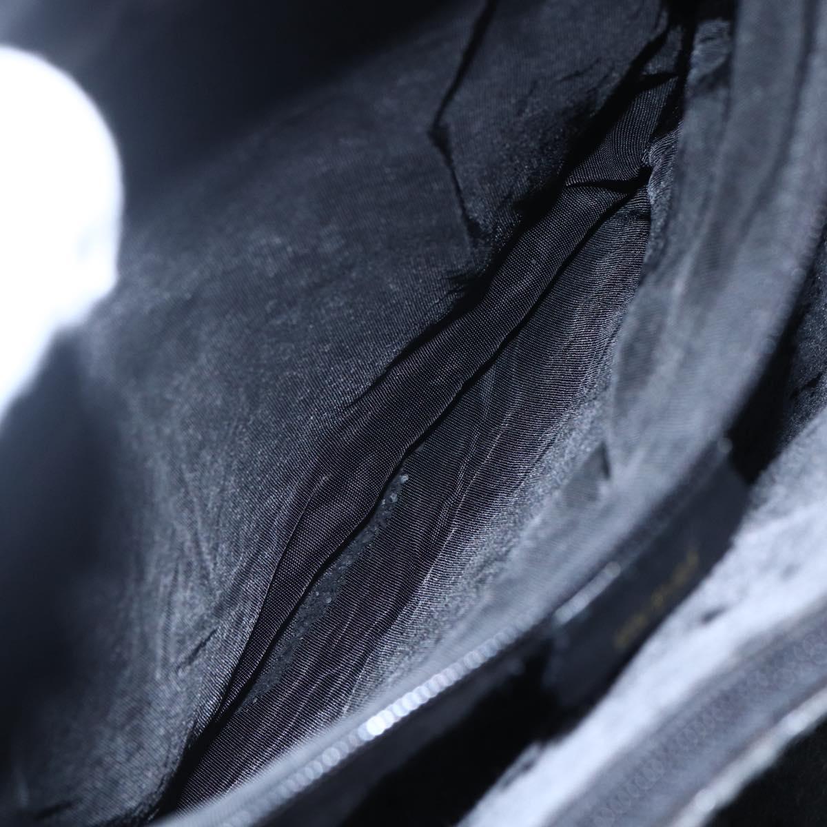 GUCCI Bamboo Hand Bag Leather Black Gold Auth ep11949