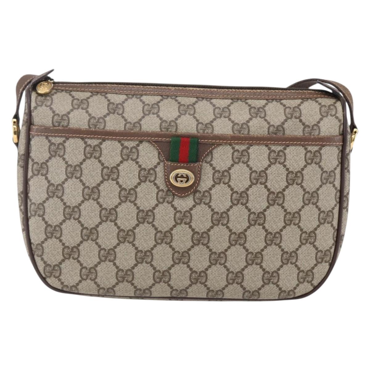 GUCCI GG Supreme Web Sherry Line Bag PVC Beige Gold 89 02 077 Auth ep11951