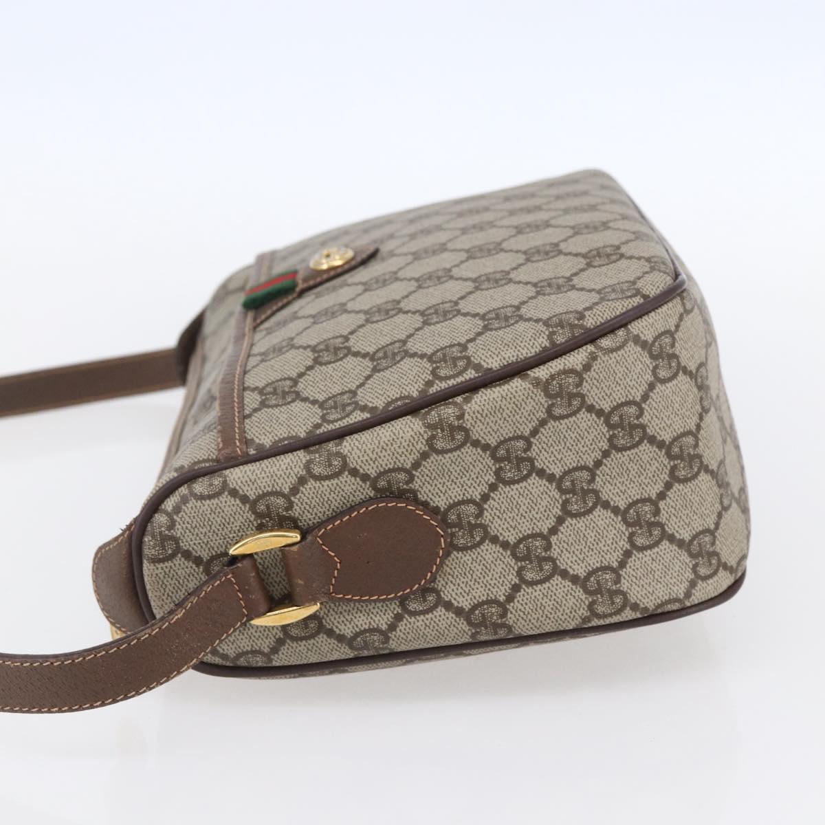 GUCCI GG Supreme Web Sherry Line Bag PVC Beige Gold 89 02 077 Auth ep11951