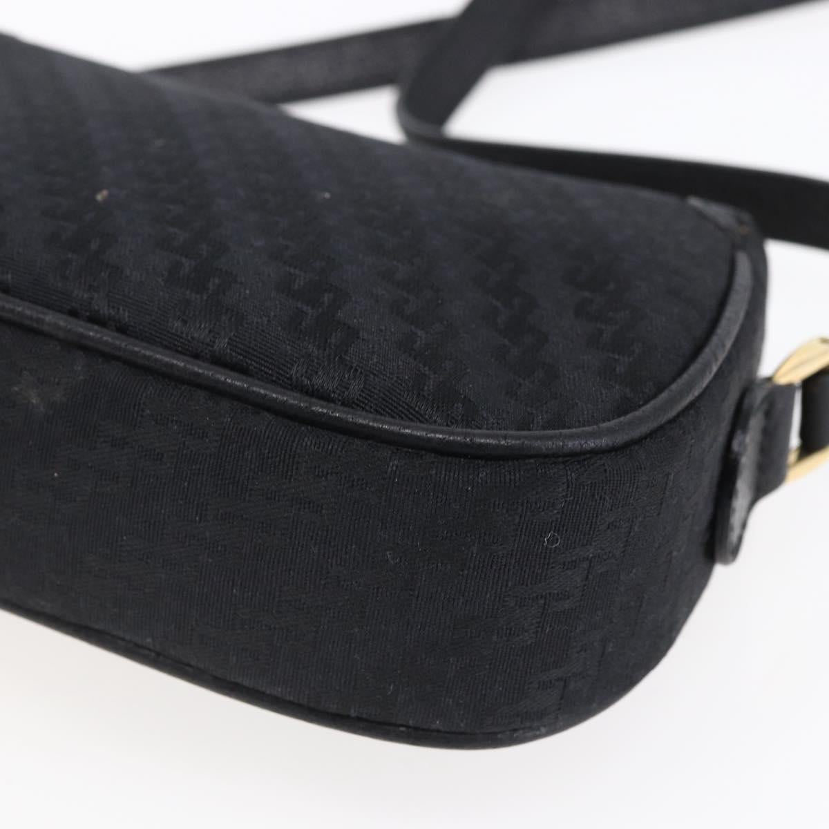 GUCCI Shoulder Bag Canvas Black Gold Auth ep11952
