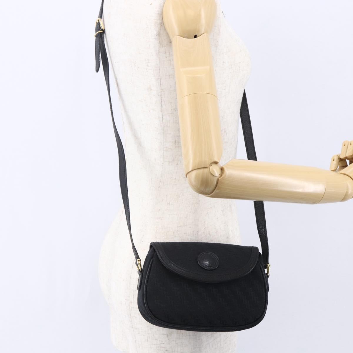 GUCCI Shoulder Bag Canvas Black Gold Auth ep11952