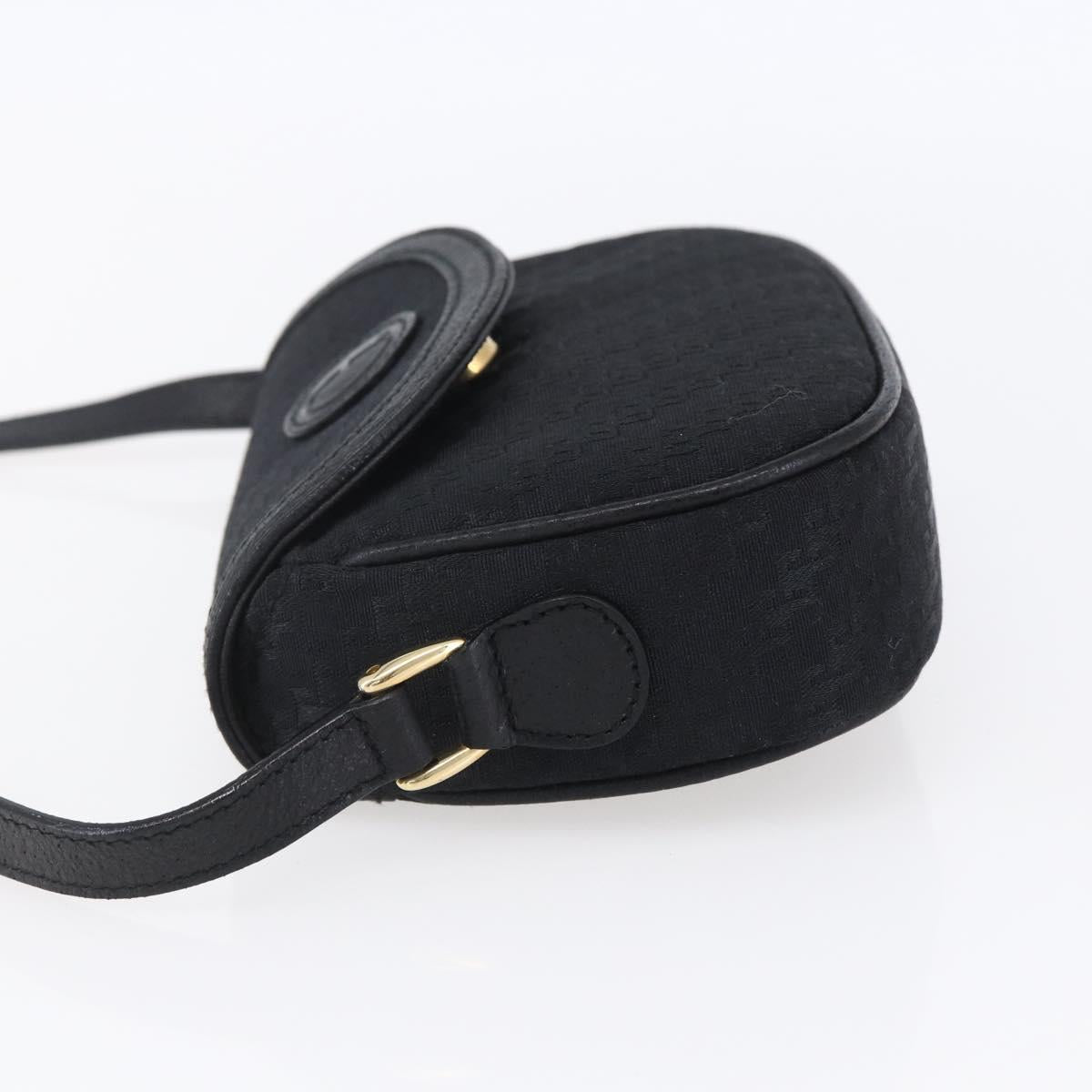 GUCCI Shoulder Bag Canvas Black Gold Auth ep11952