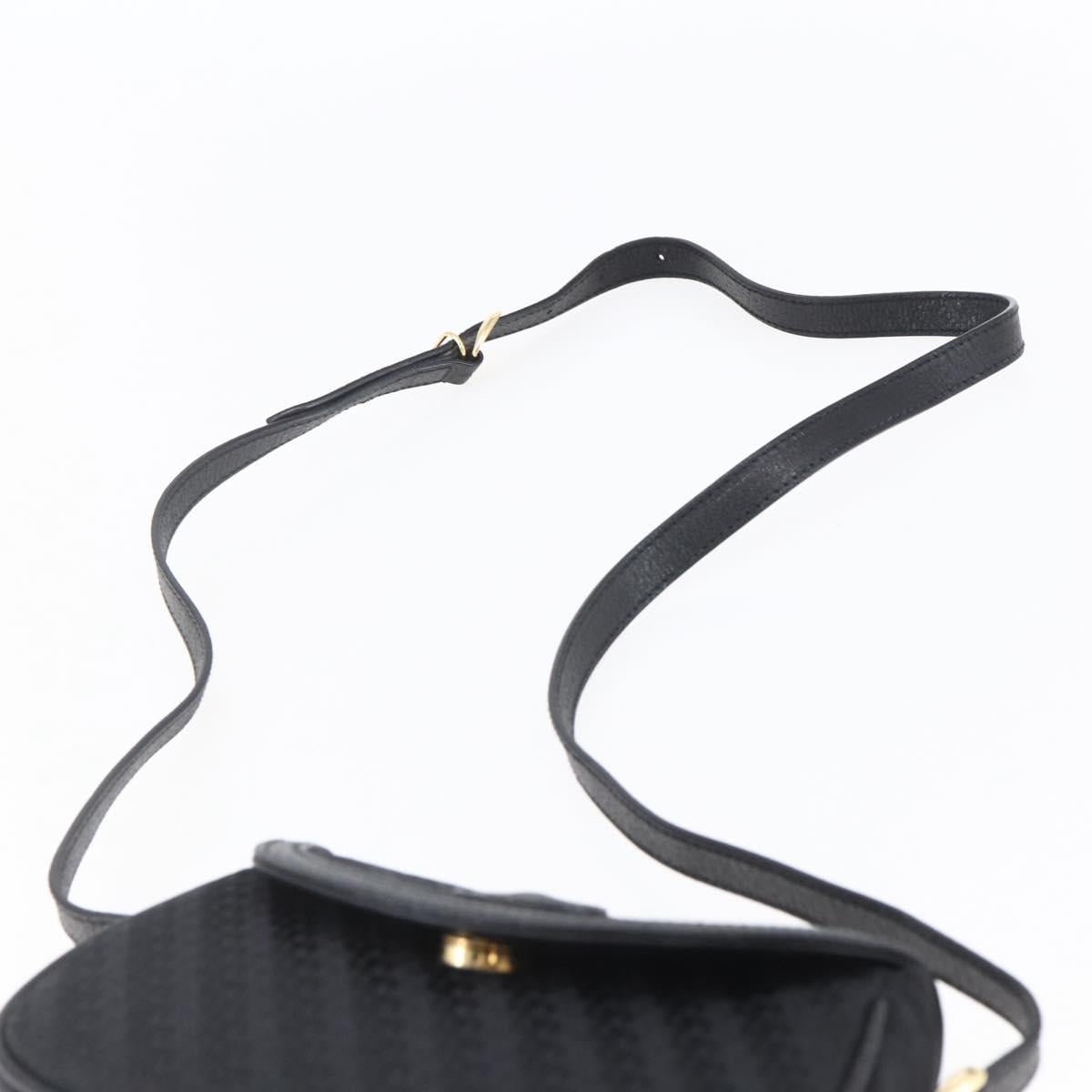 GUCCI Shoulder Bag Canvas Black Gold Auth ep11952