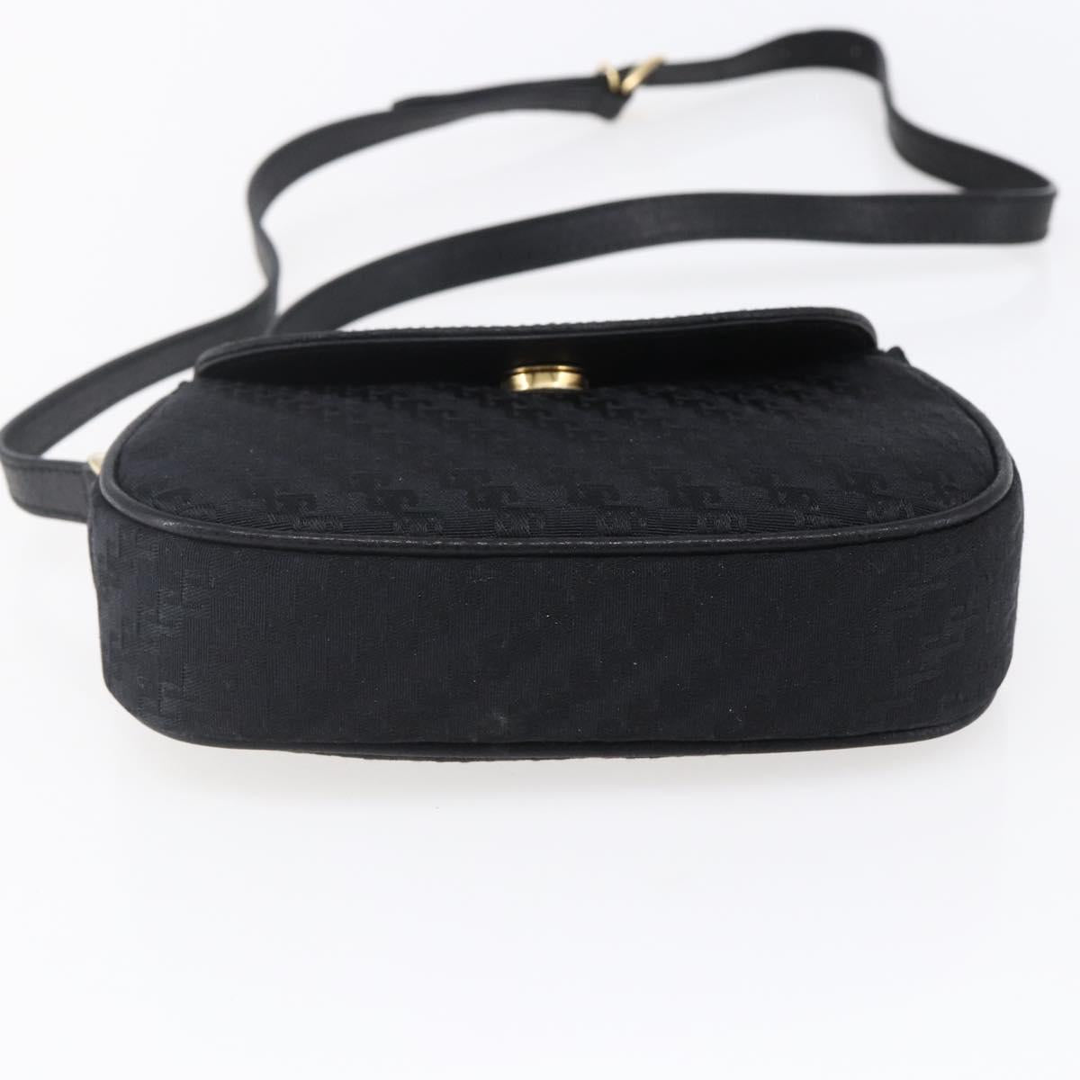 GUCCI Shoulder Bag Canvas Black Gold Auth ep11952