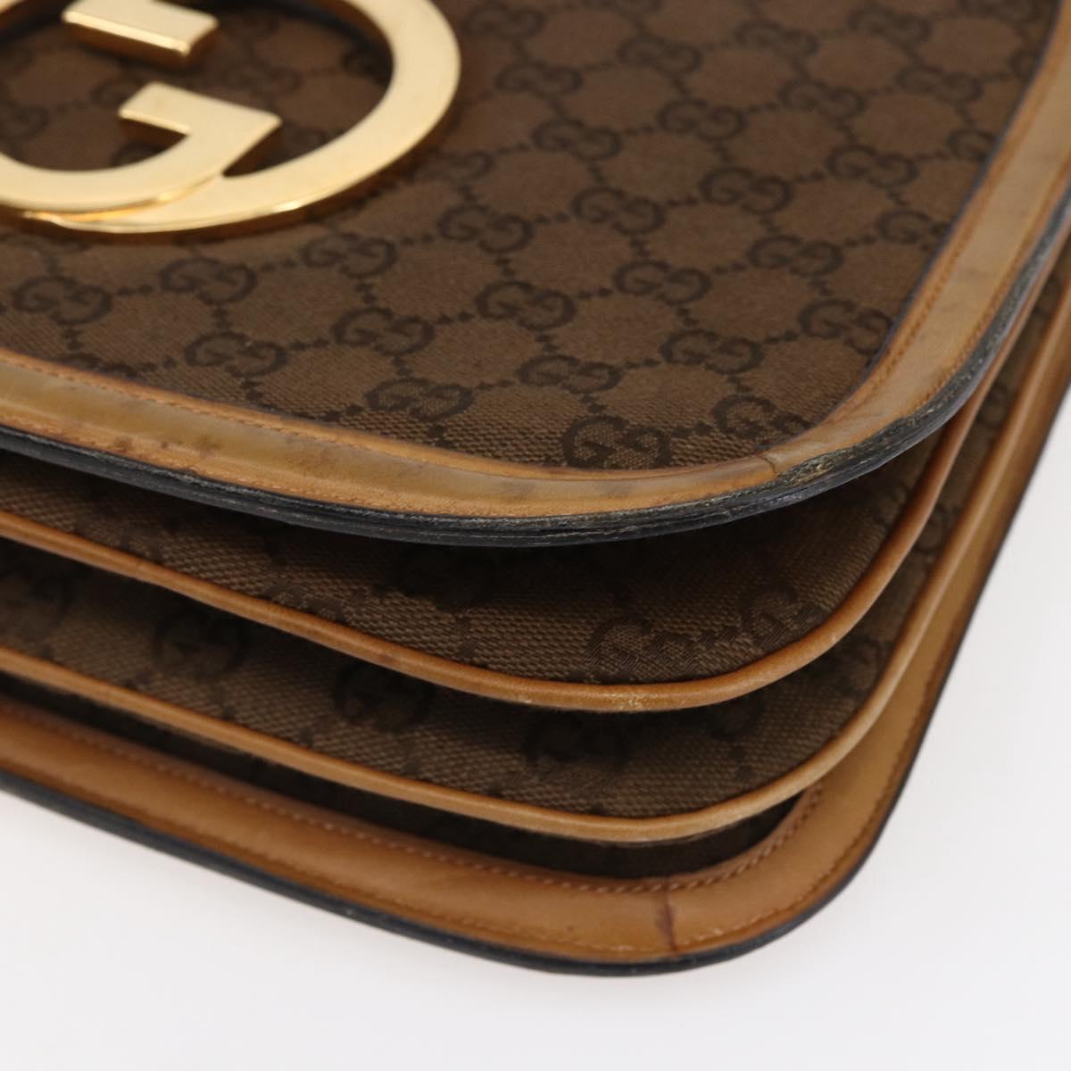 GUCCI GG Canvas Shoulder Bag Brown Gold Auth ep11953