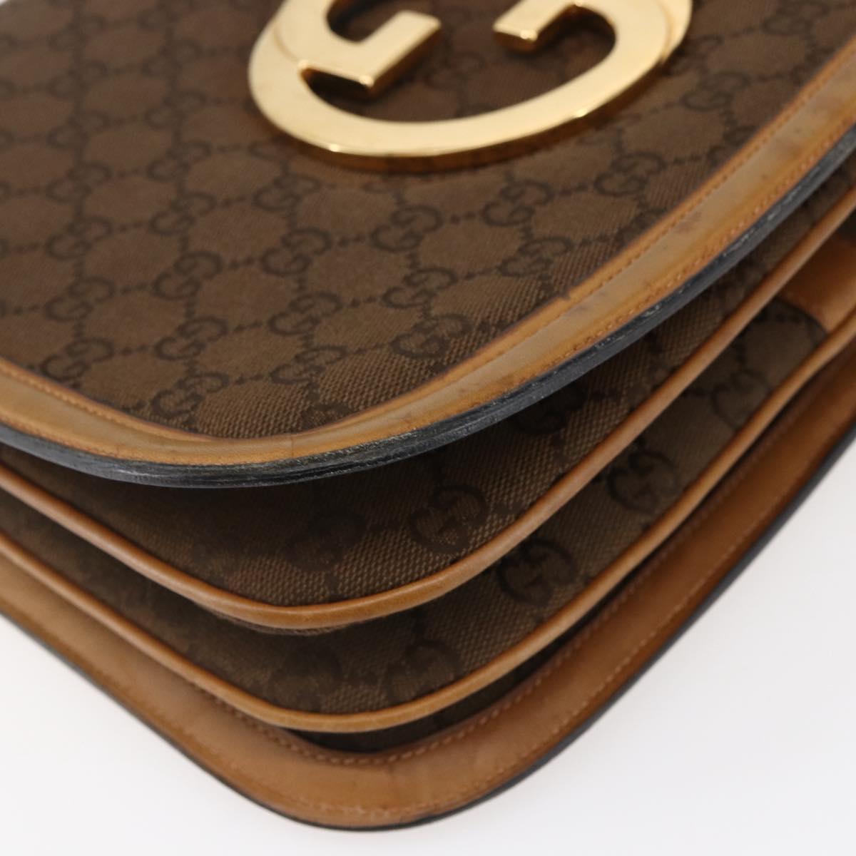 GUCCI GG Canvas Shoulder Bag Brown Gold Auth ep11953