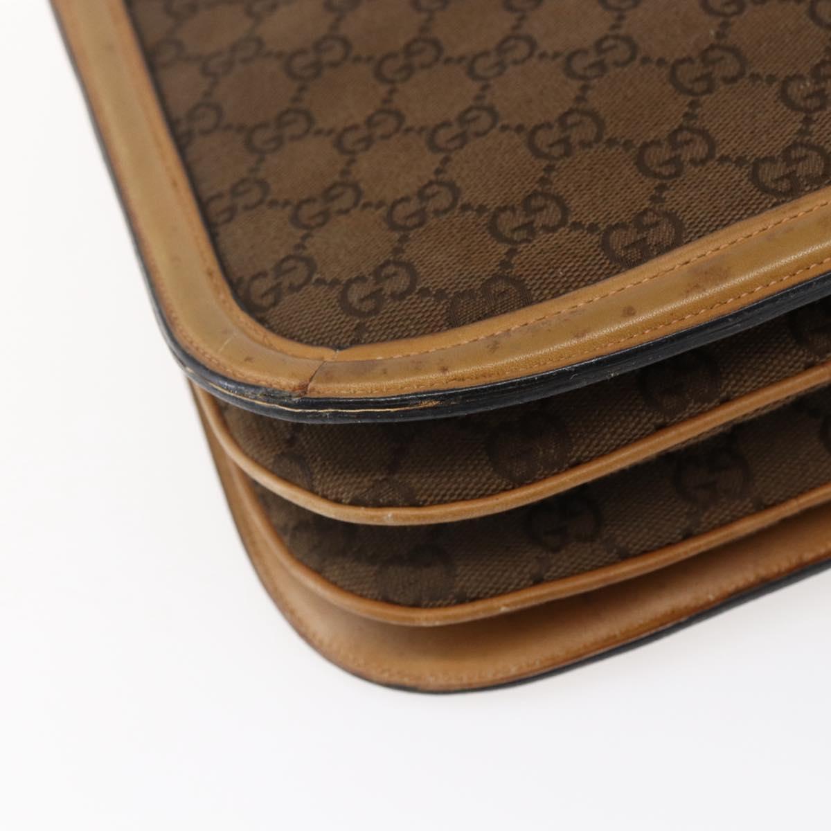 GUCCI GG Canvas Shoulder Bag Brown Gold Auth ep11953