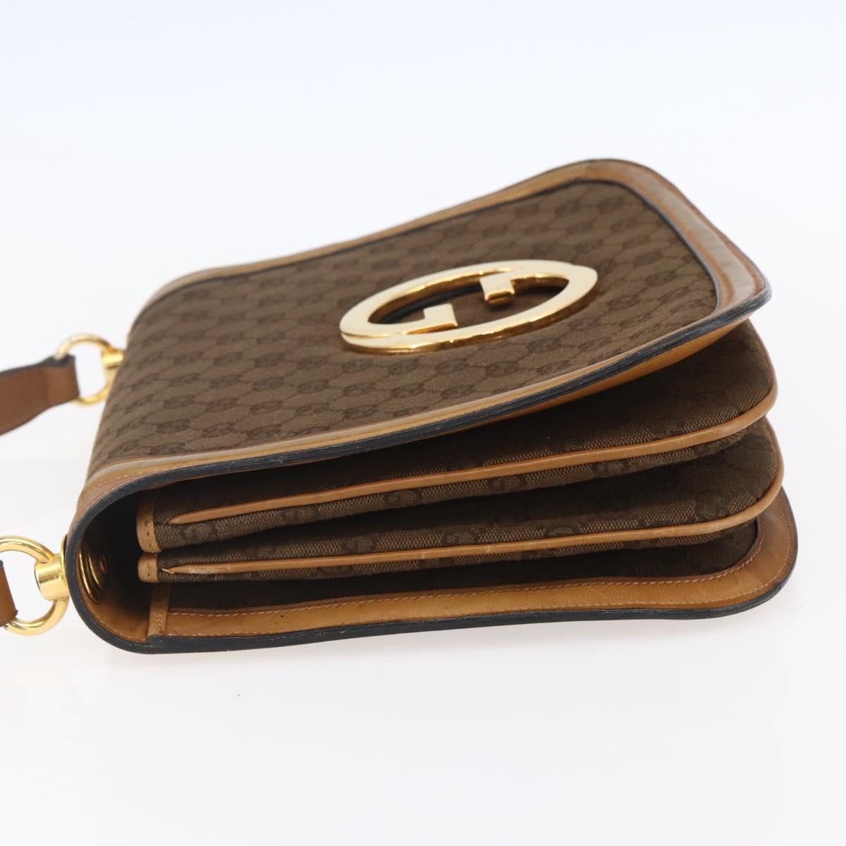 GUCCI GG Canvas Shoulder Bag Brown Gold Auth ep11953