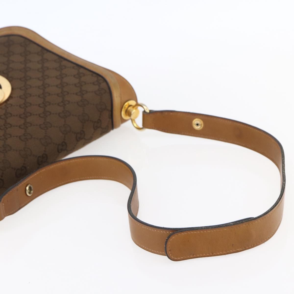 GUCCI GG Canvas Shoulder Bag Brown Gold Auth ep11953