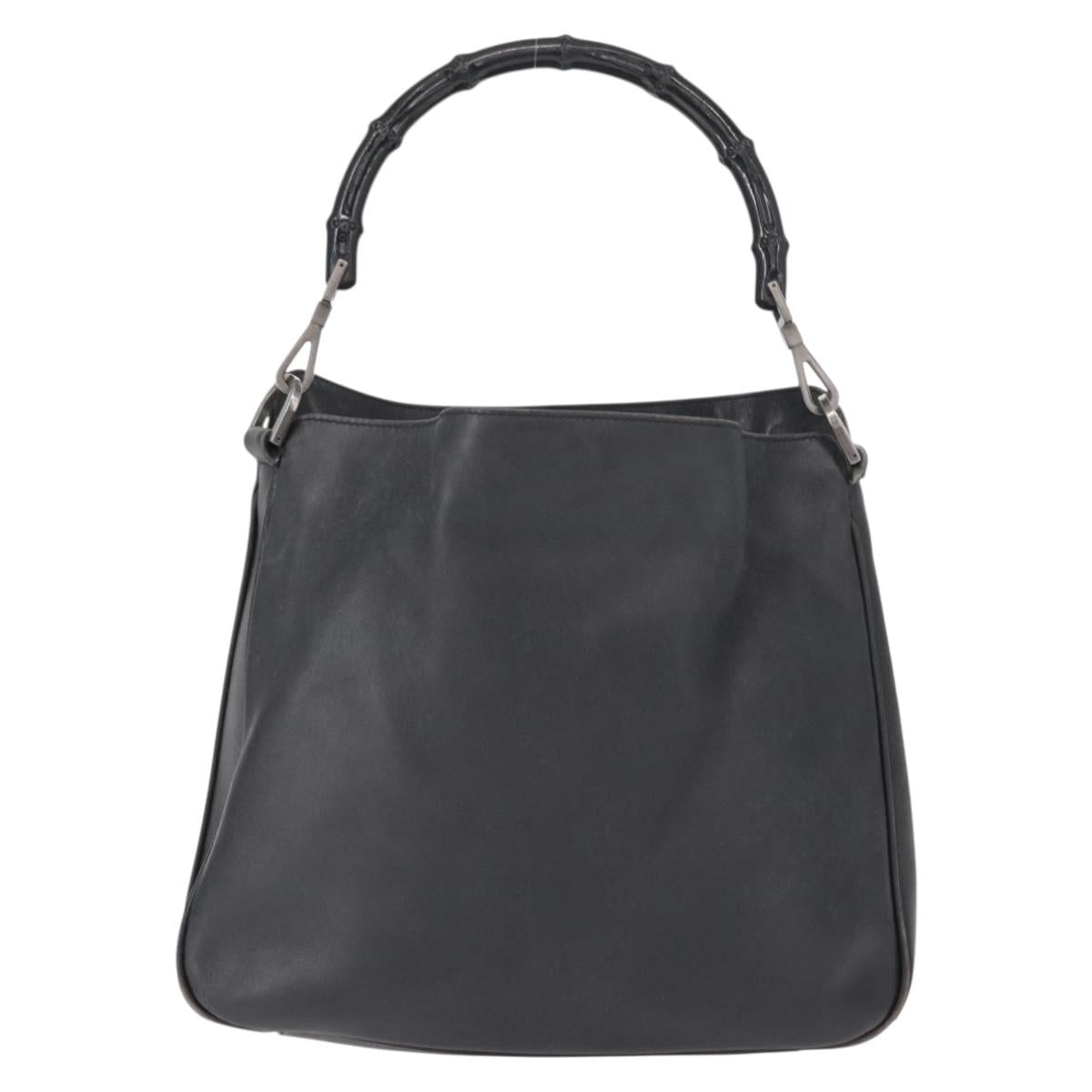 GUCCI Bamboo Shoulder Bag Leather 2way Black 001 1638 2404 Auth ep11956