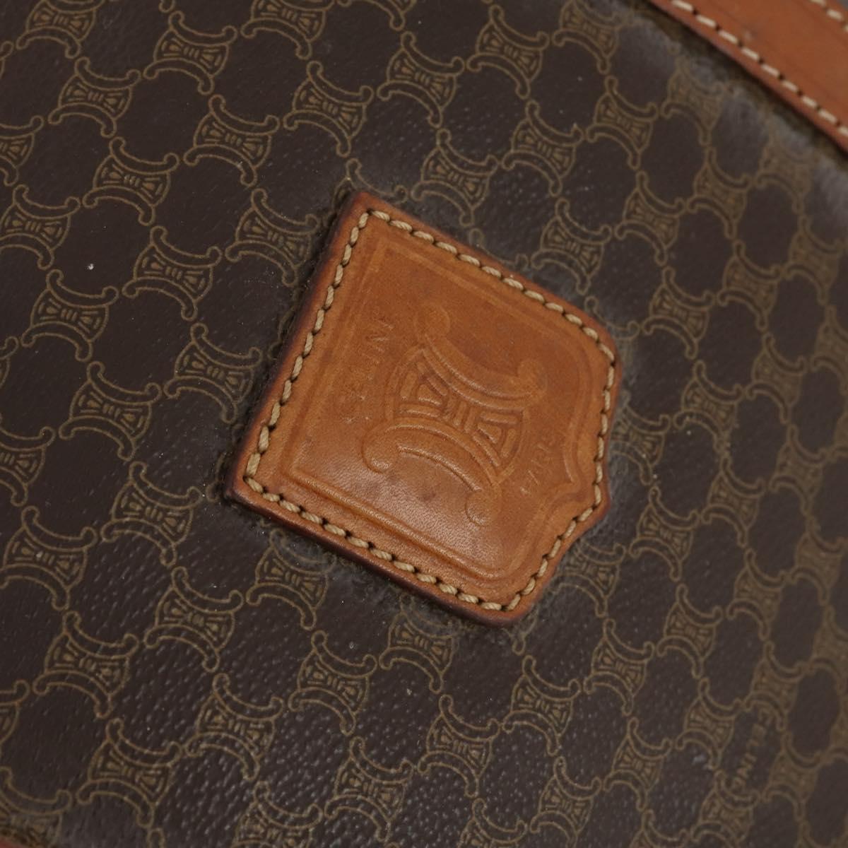 CELINE Macadam Canvas Boston Bag PVC Brown Gold Auth ep11958