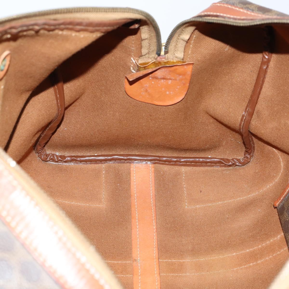 CELINE Macadam Canvas Boston Bag PVC Brown Gold Auth ep11958