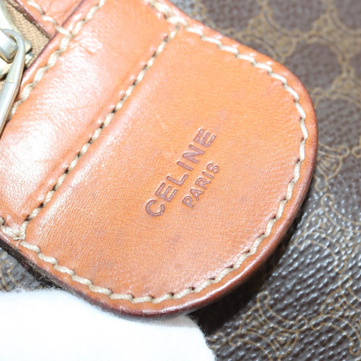 CELINE Macadam Canvas Boston Bag PVC Brown Gold Auth ep11958