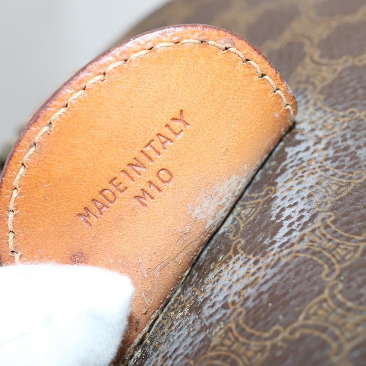 CELINE Macadam Canvas Boston Bag PVC Brown Gold Auth ep11958