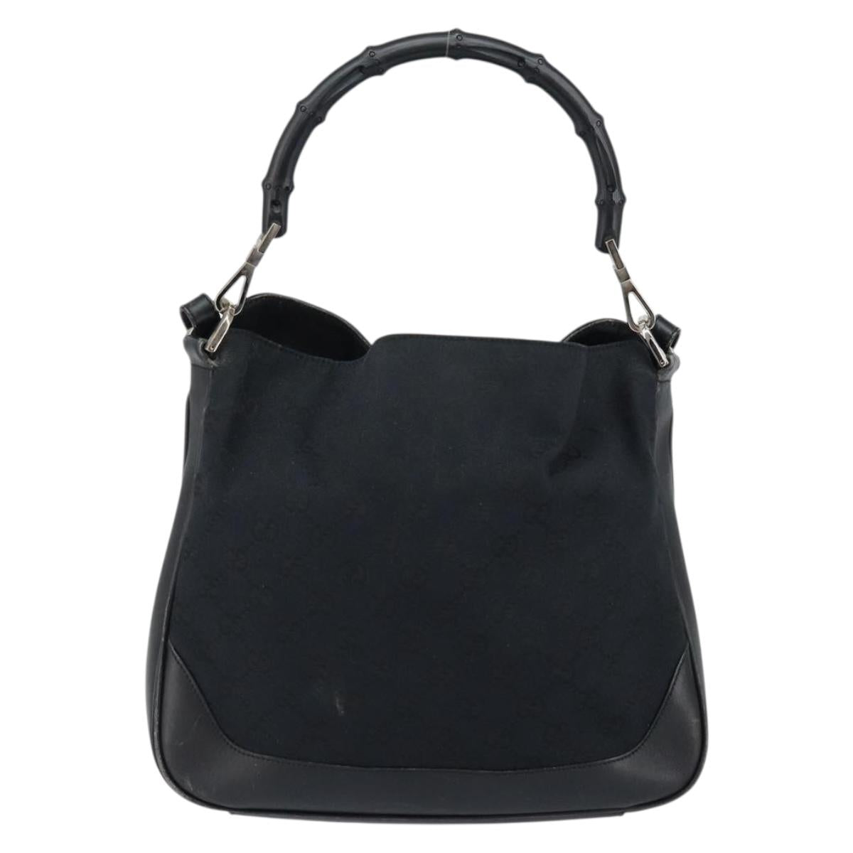 GUCCI GG Canvas Bamboo Shoulder Bag 2way Black Silver 001 4095 Auth ep11959