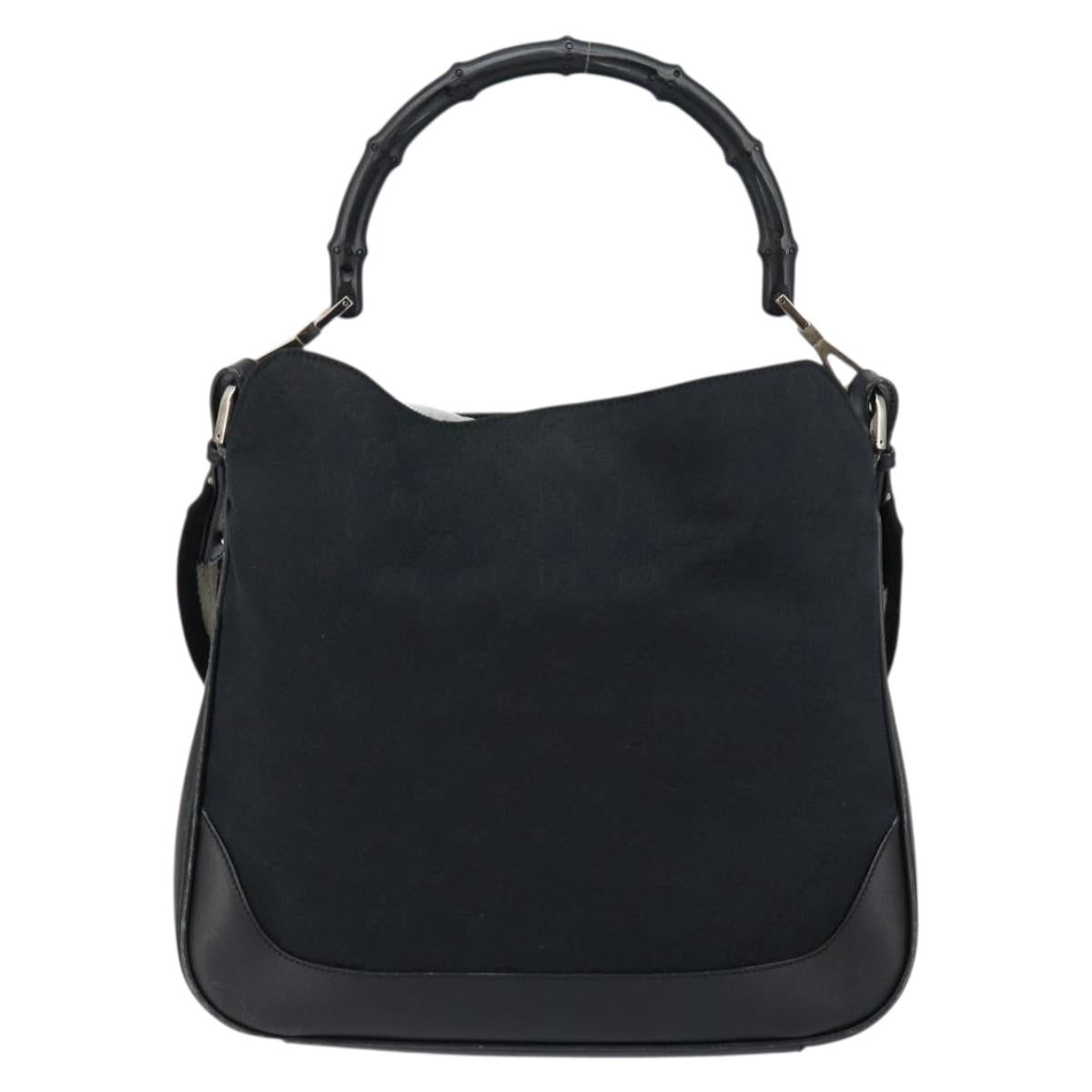 GUCCI GG Canvas Bamboo Shoulder Bag 2way Black Silver 001 4095 Auth ep11959