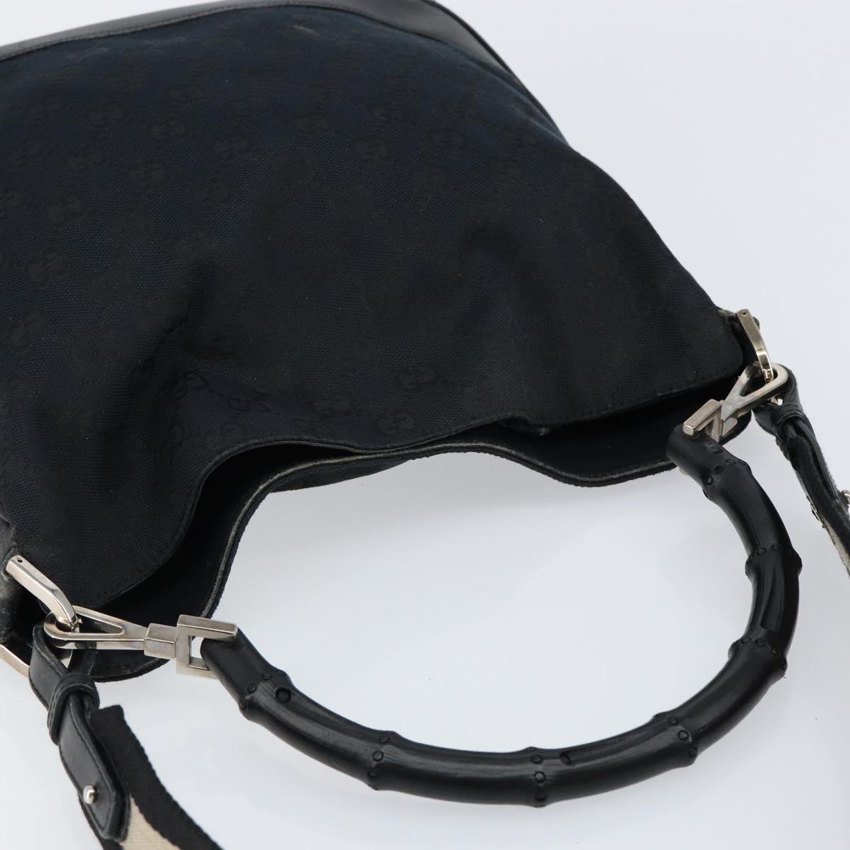GUCCI GG Canvas Bamboo Shoulder Bag 2way Black Silver 001 4095 Auth ep11959