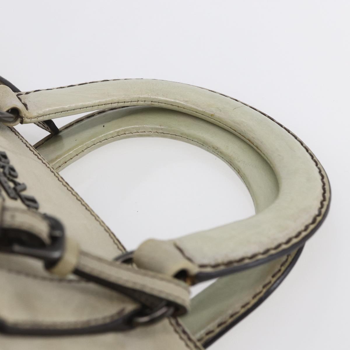 PRADA Hand Bag Leather 2way Gray Gold Auth ep11960