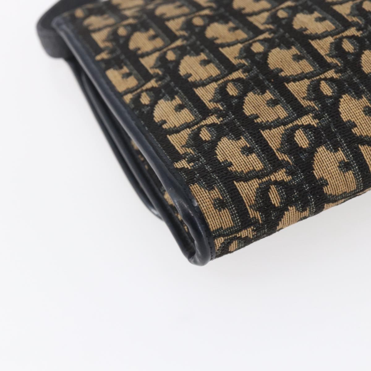 Christian Dior Trotter Canvas Shoulder Bag Navy Gold Auth ep11961