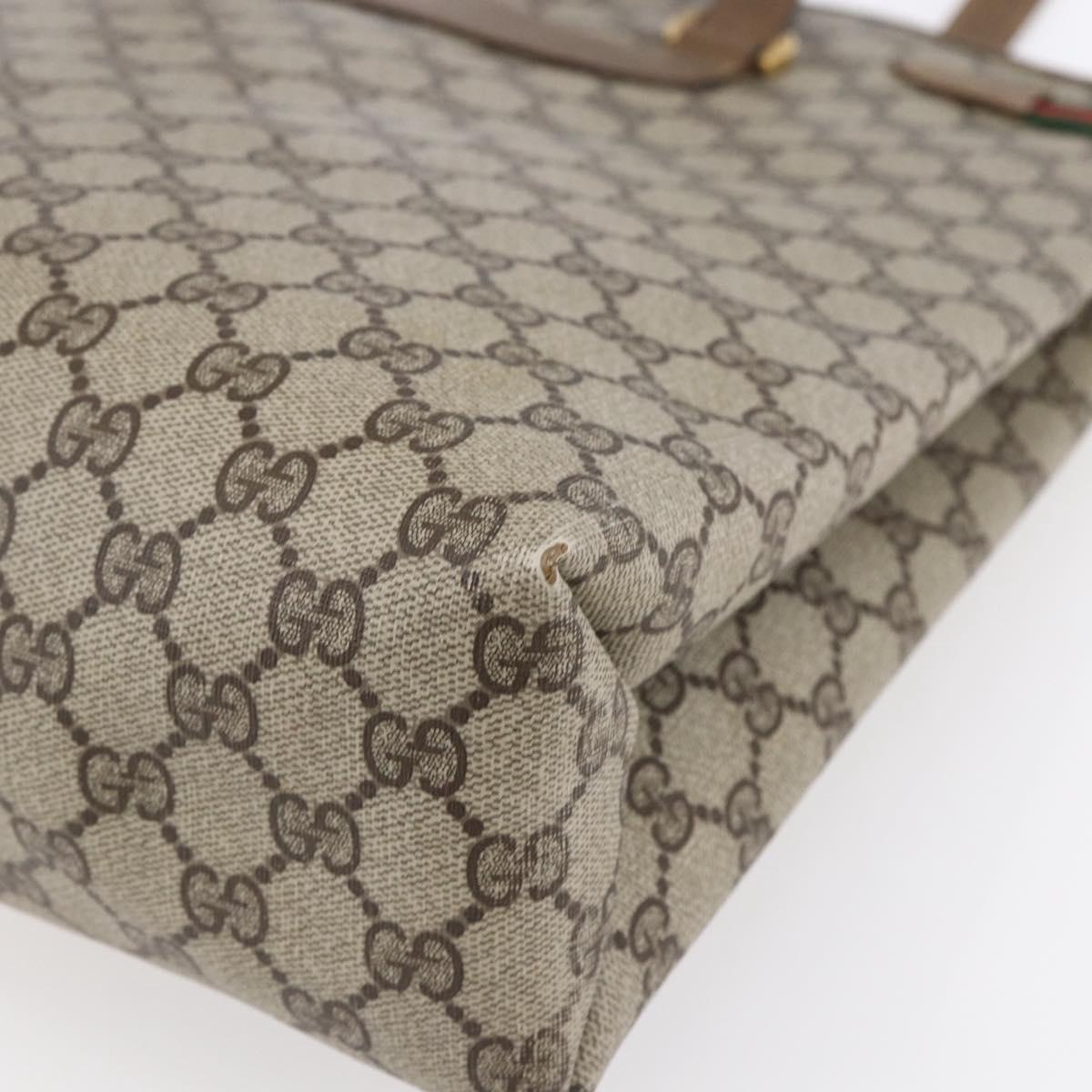 GUCCI GG Supreme Web Sherry Line Tote Bag PVC Beige Gold 39 02 091 Auth ep11968
