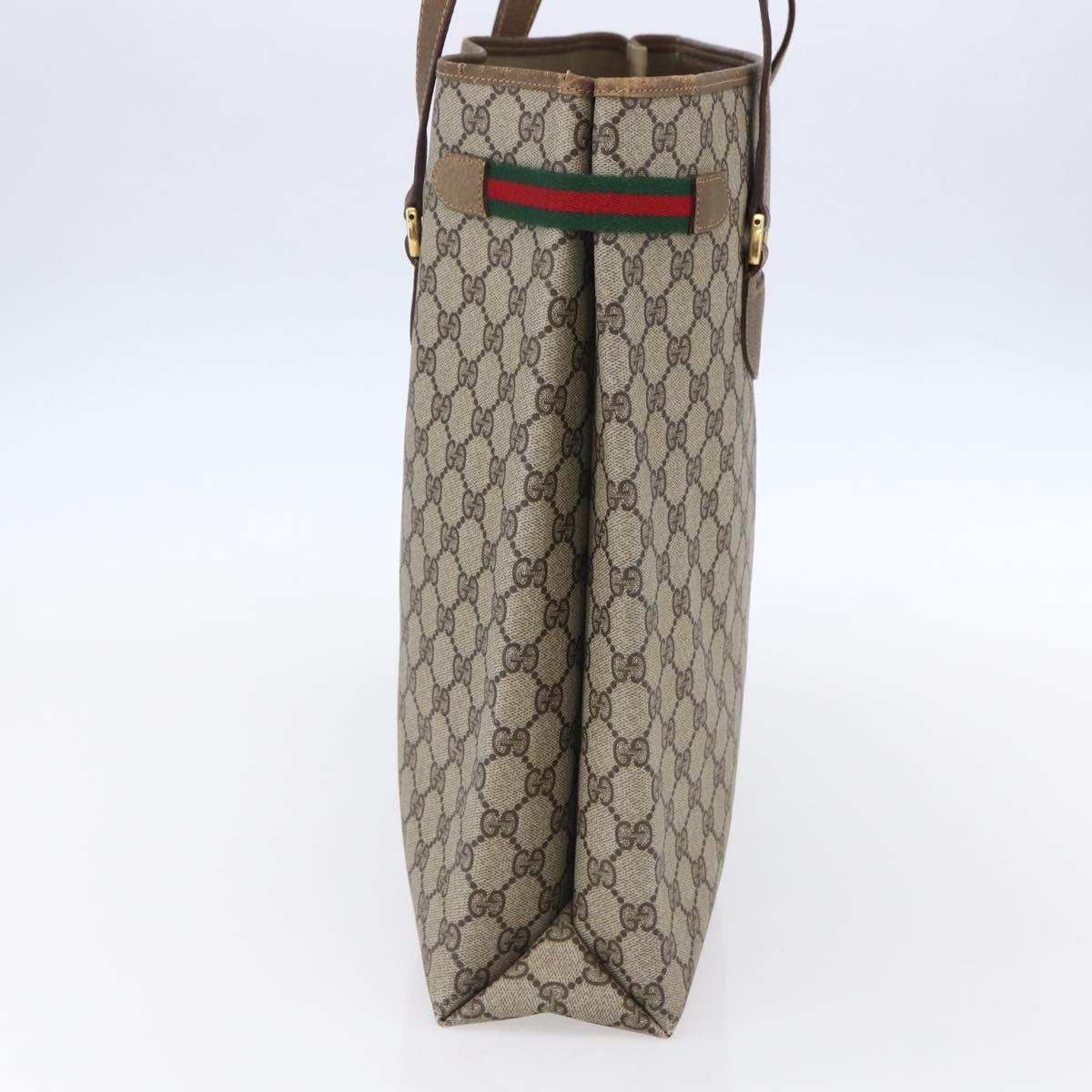 GUCCI GG Supreme Web Sherry Line Tote Bag PVC Beige Gold 39 02 091 Auth ep11968