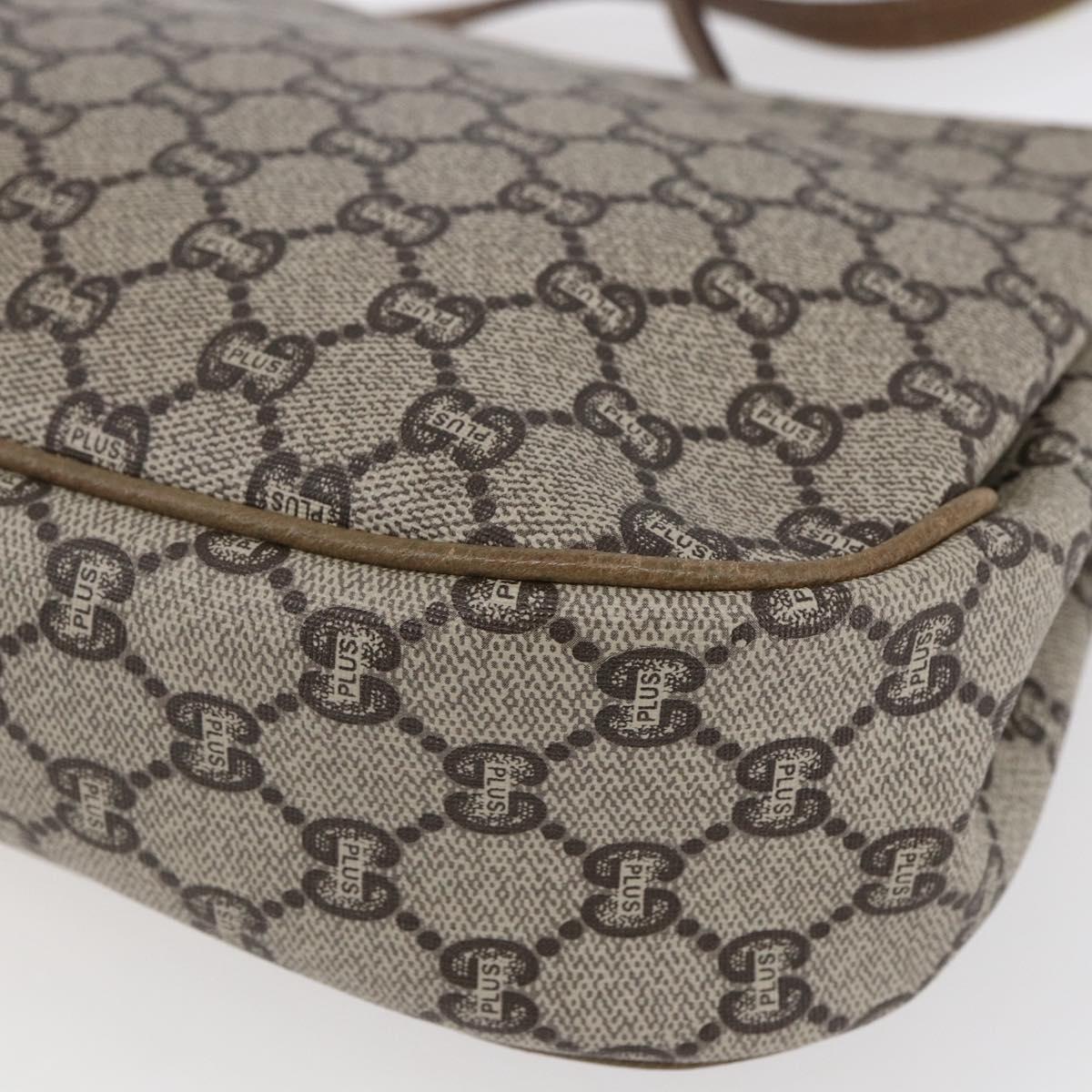 GUCCI GG Plus Supreme Shoulder Bag PVC Beige Gold Auth ep11969