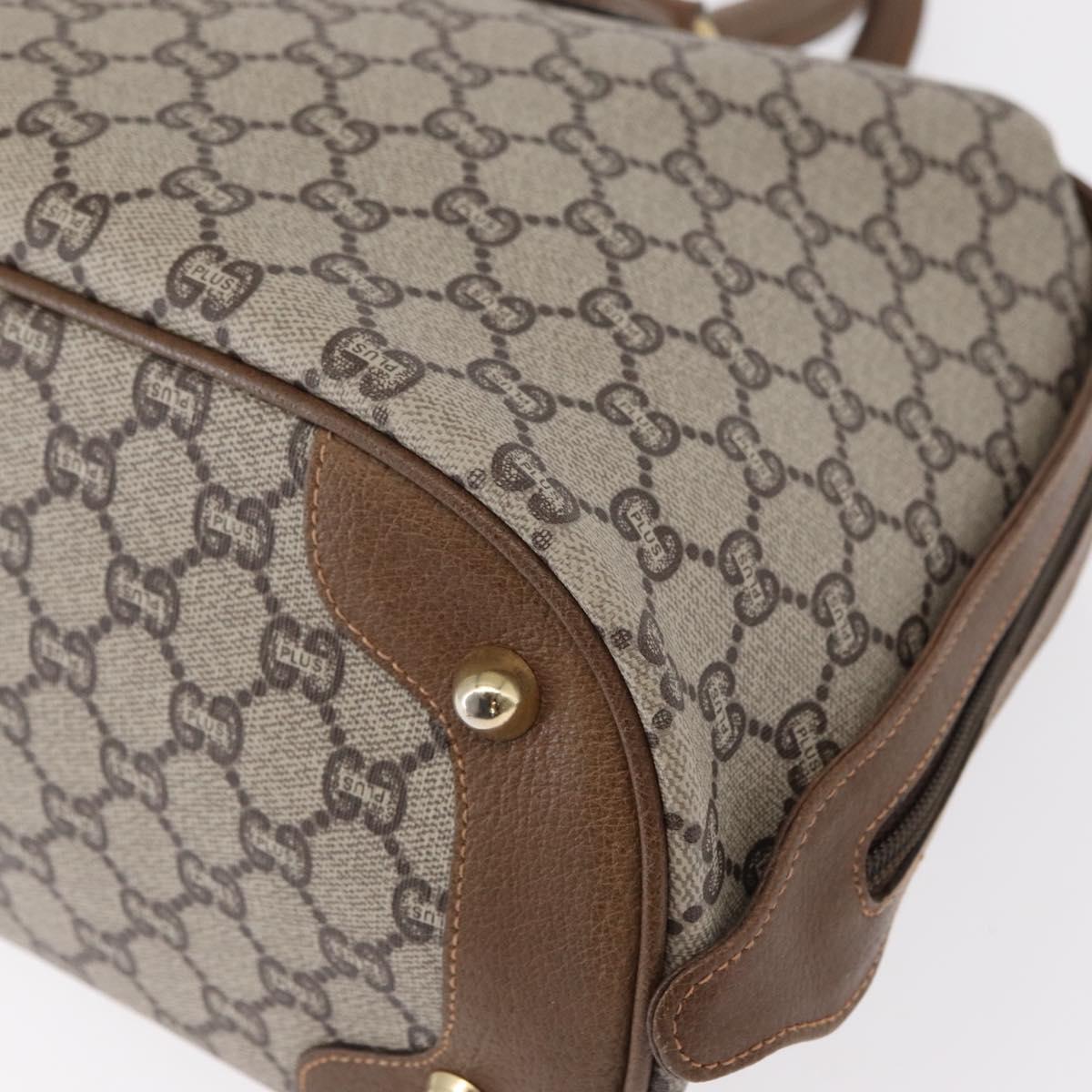 GUCCI GG Plus Supreme Boston Bag PVC Beige Gold Auth ep11970