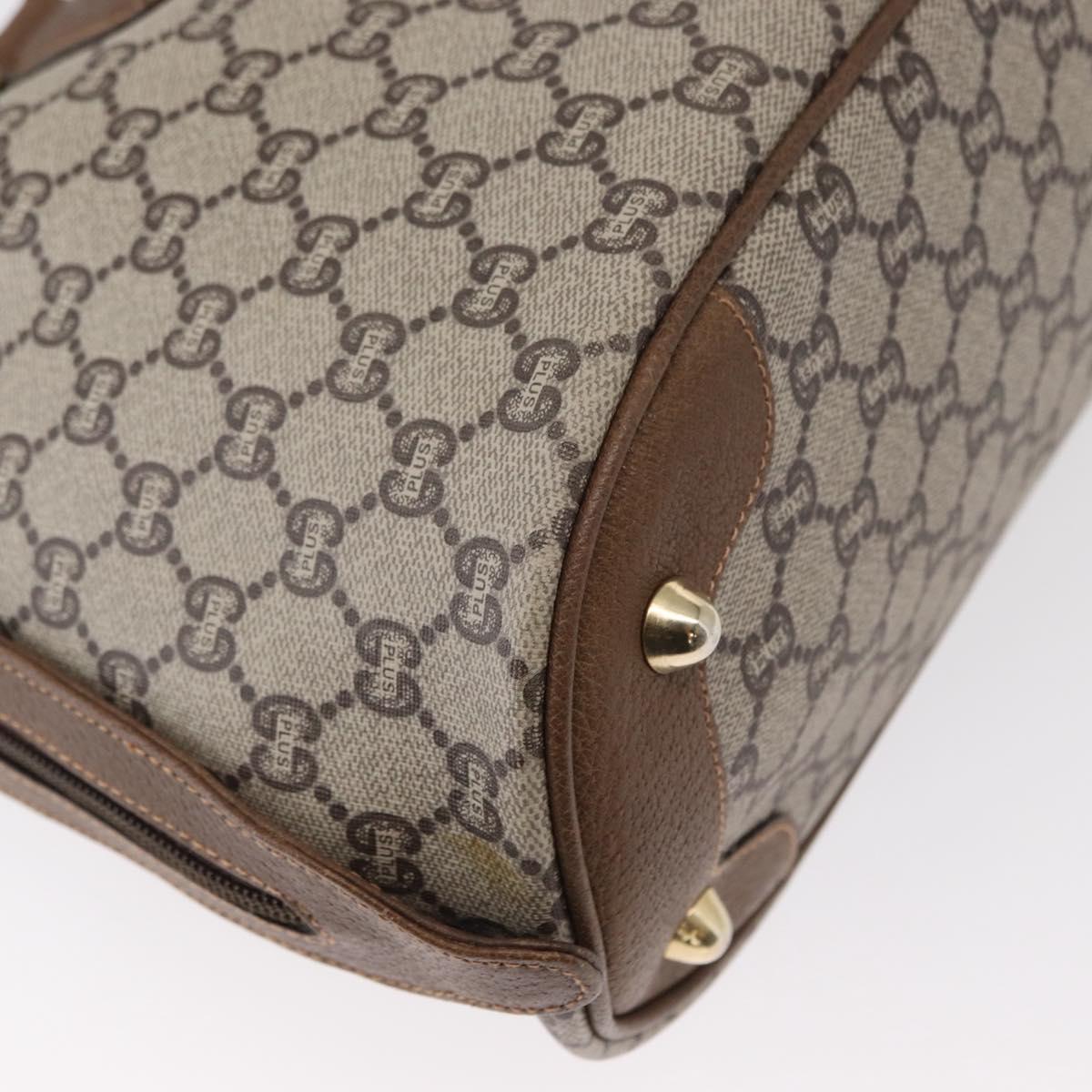 GUCCI GG Plus Supreme Boston Bag PVC Beige Gold Auth ep11970