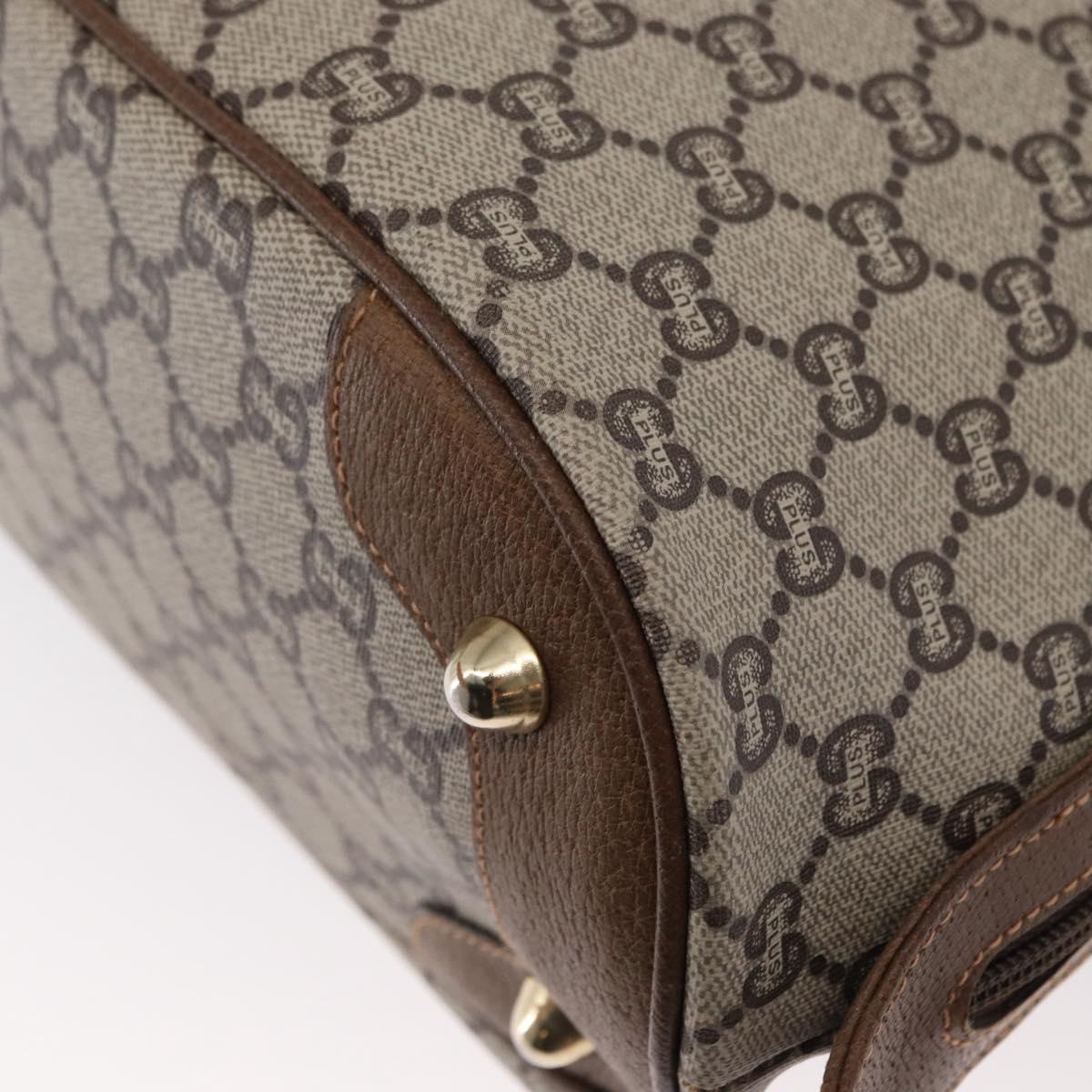 GUCCI GG Plus Supreme Boston Bag PVC Beige Gold Auth ep11970